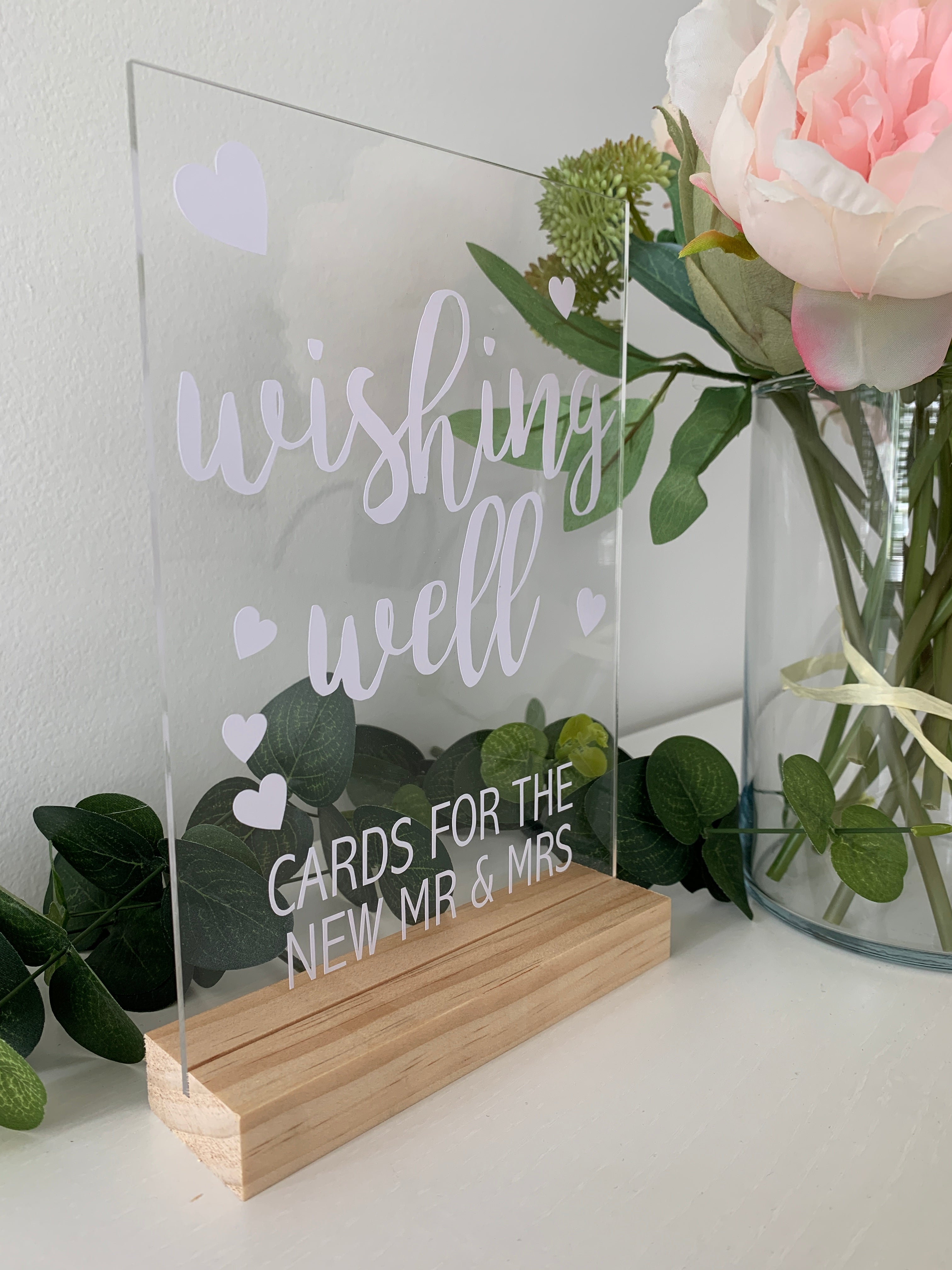 A5 Acrylic Love Wishing Well Sign and Base
