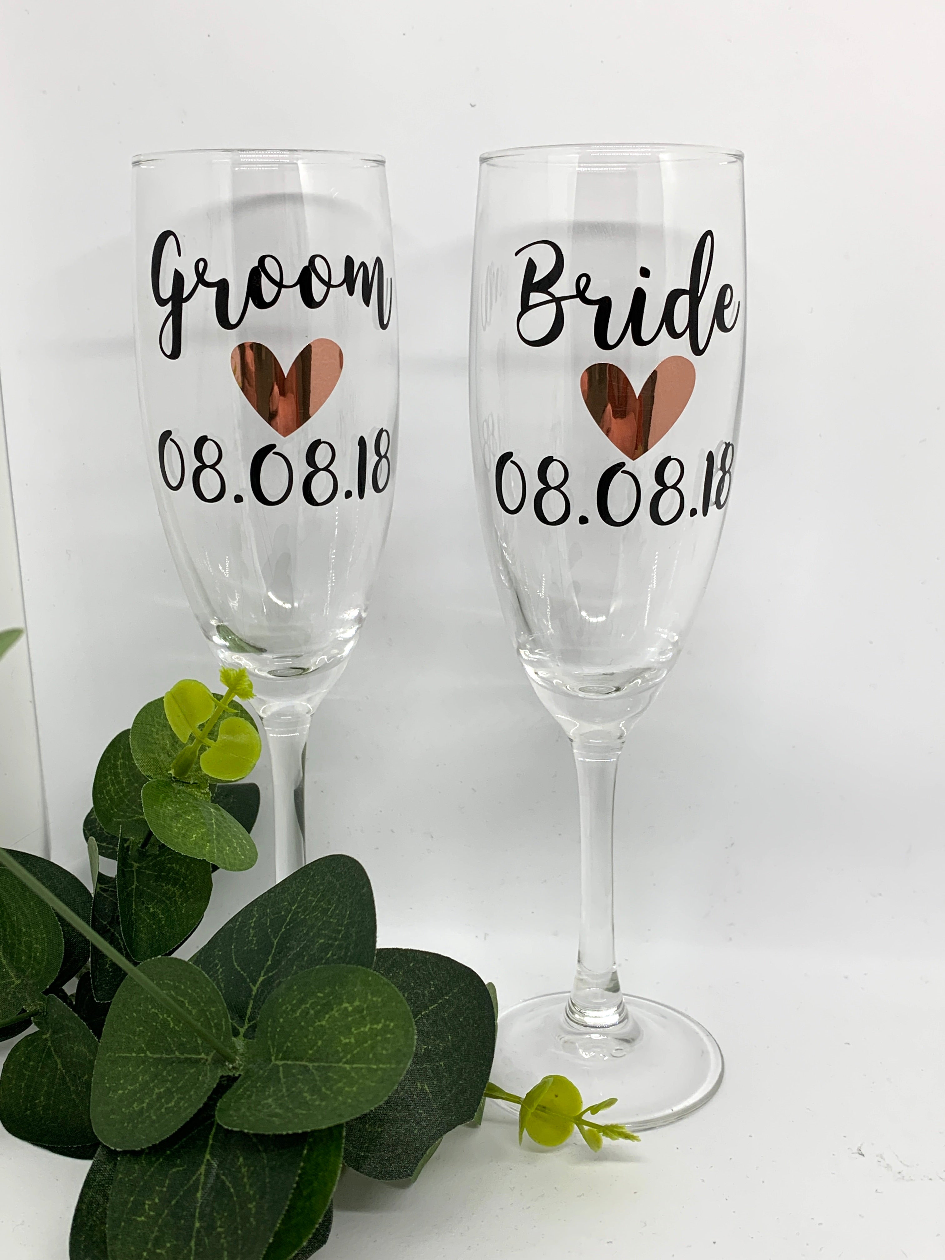 Bride & Groom Love Champagne Glass Set