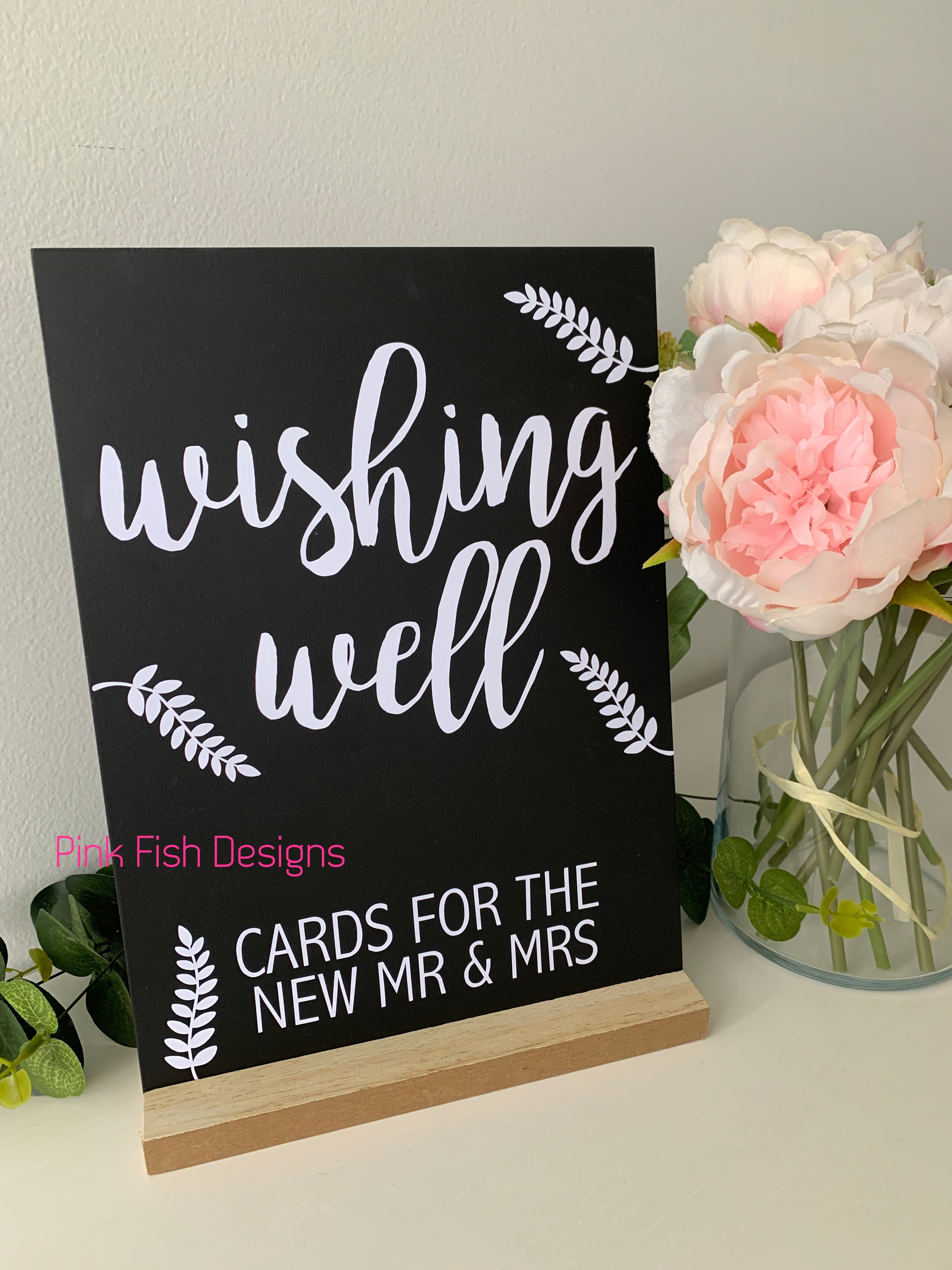 Vines of Love Wishing Well Chalkboard Sign