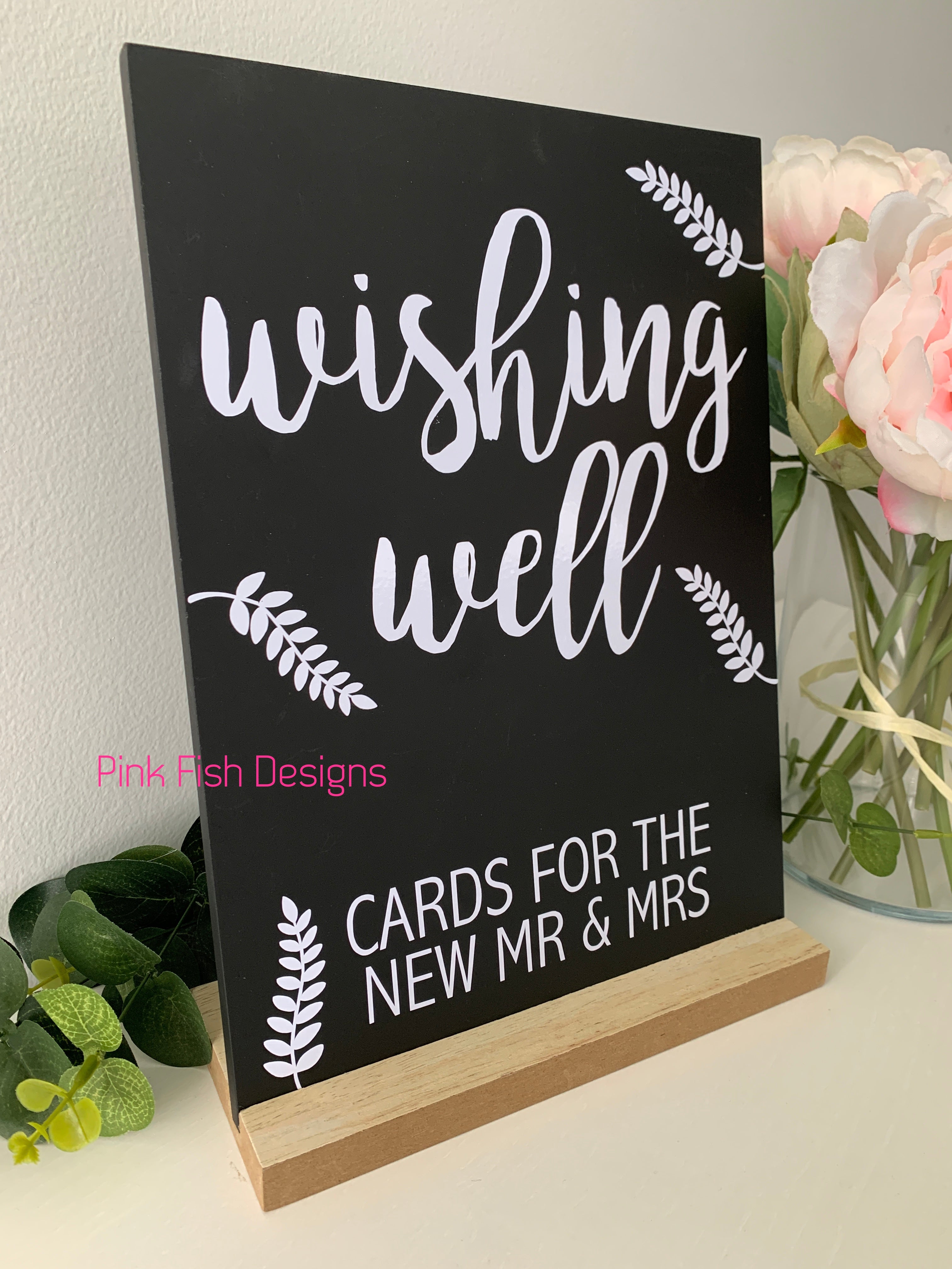 Vines of Love Wishing Well Chalkboard Sign