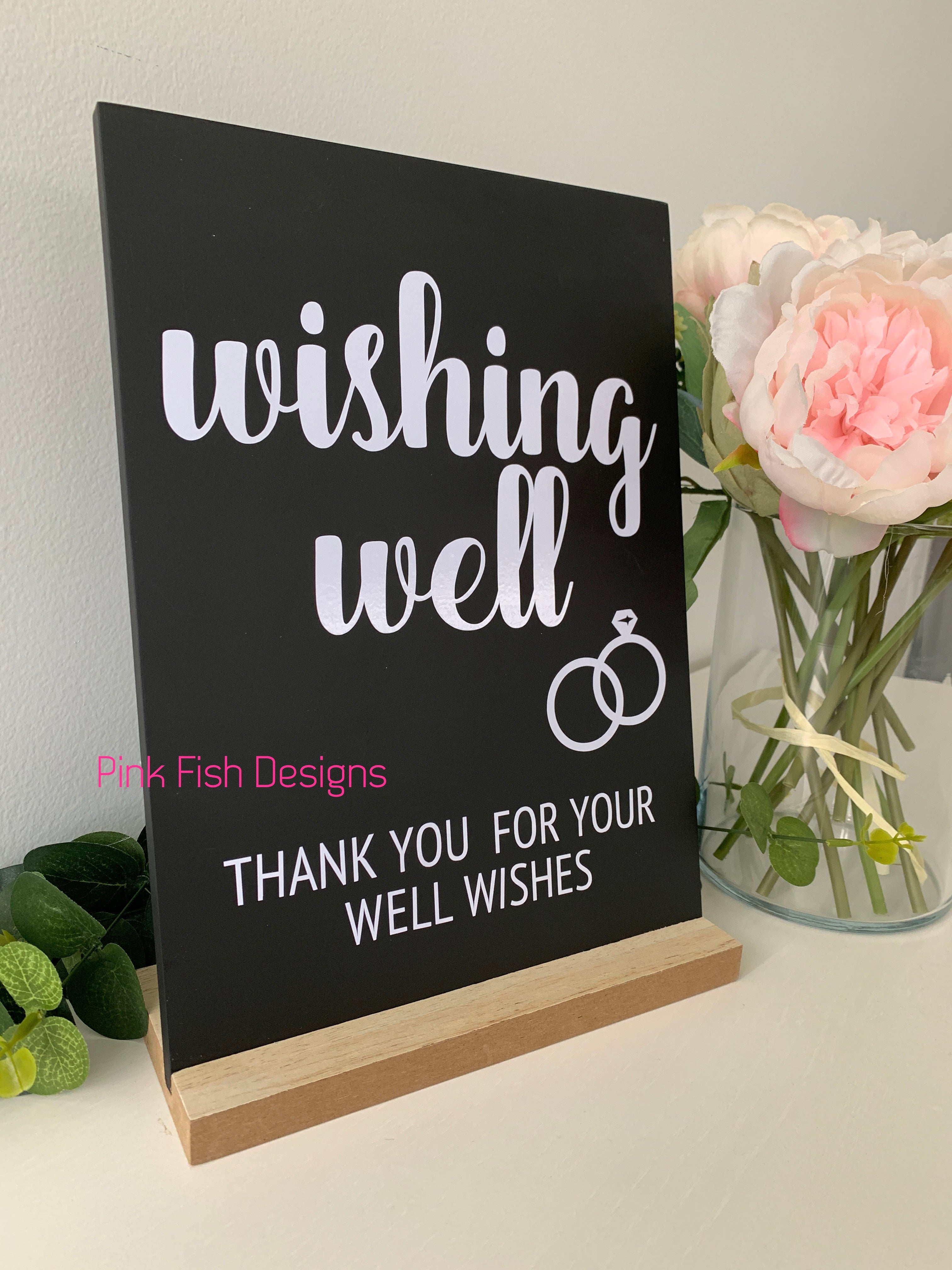 Wedding Ring Wishing Well Chalkboard Sign