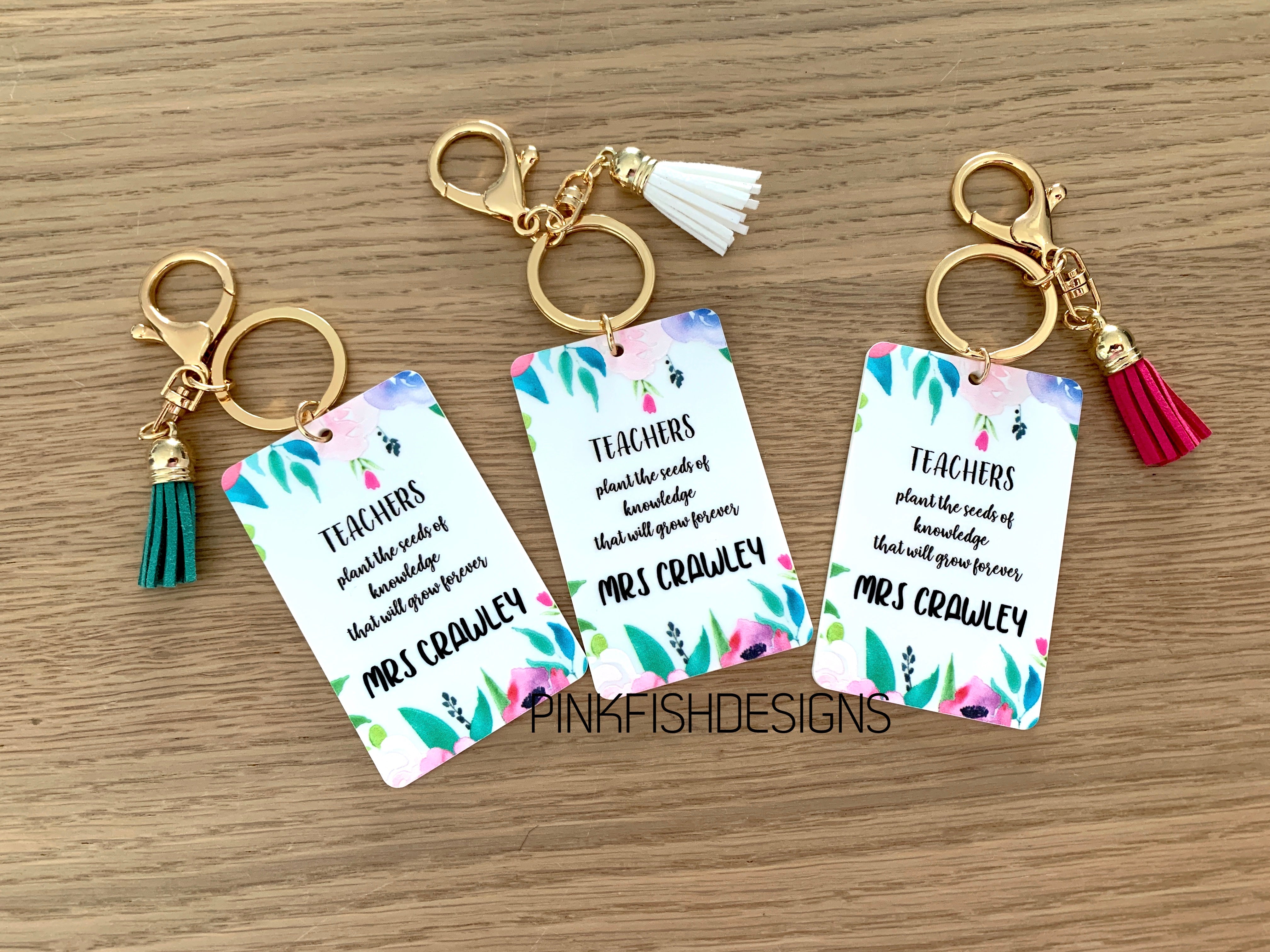 Personalised Teachers Plant Seeds Keyring