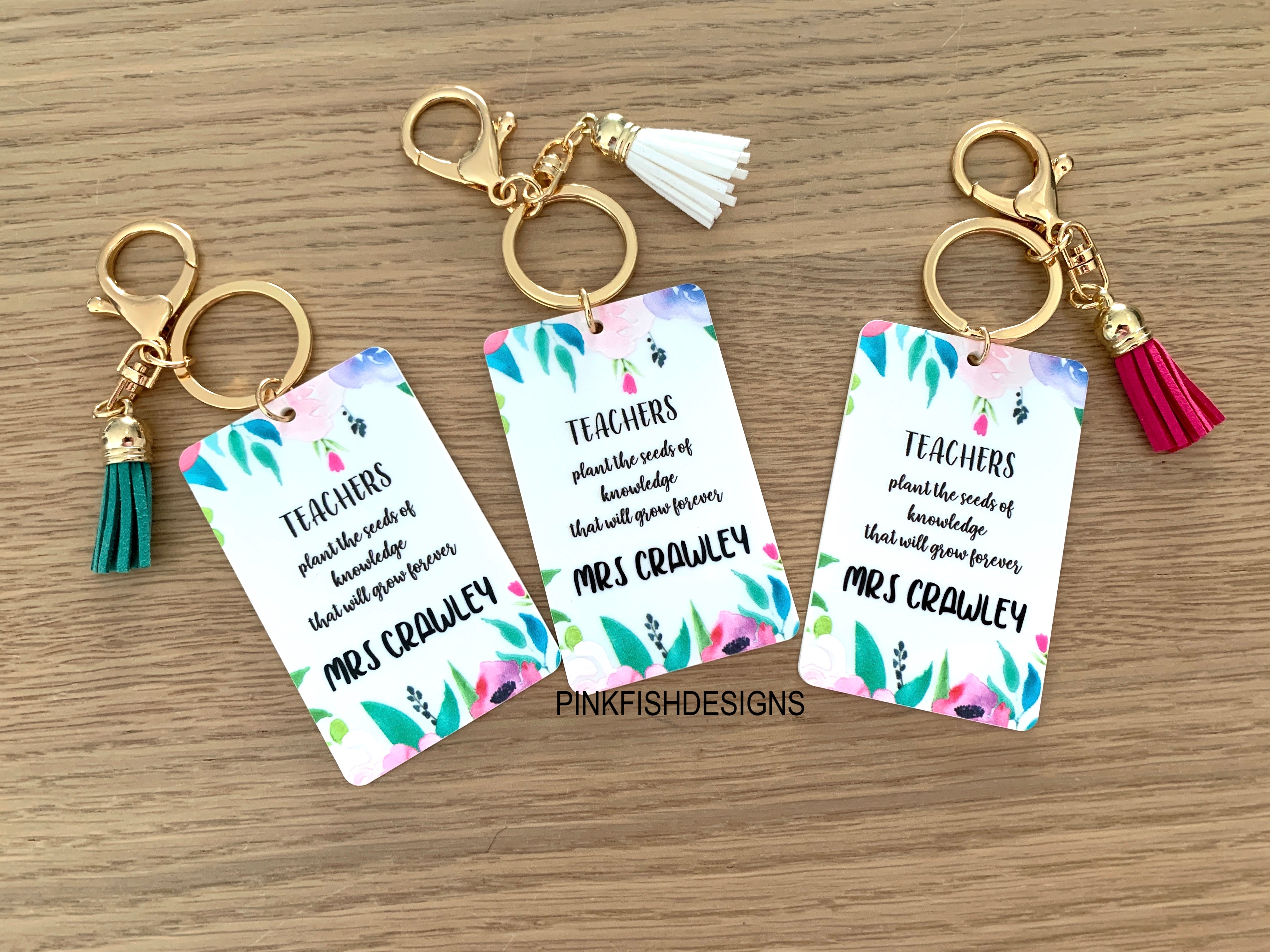 Personalised Teachers Plant Seeds Keyring