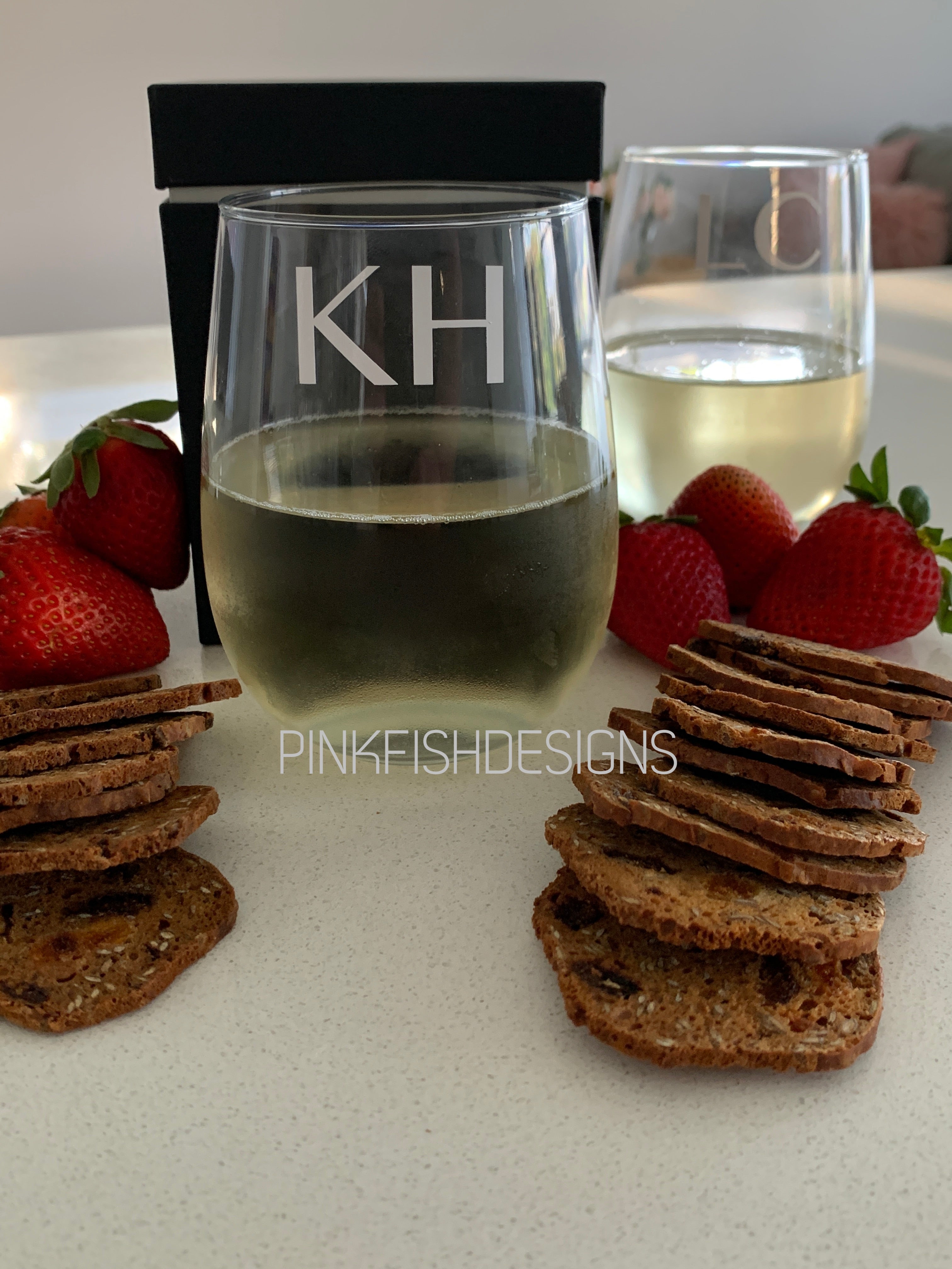 Personalised Initial Stemless Wine Glass