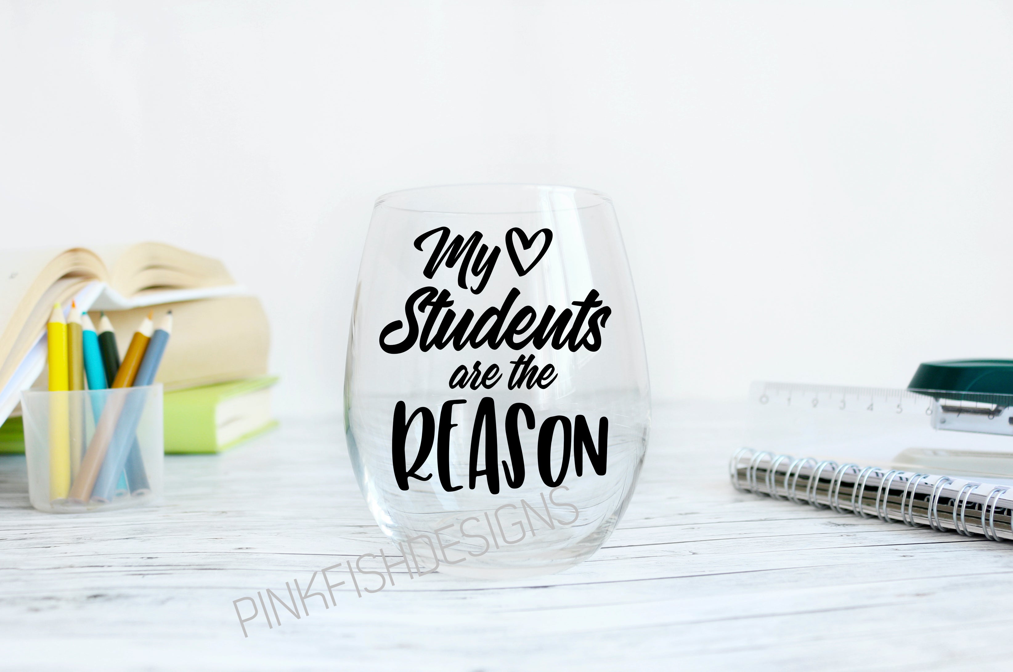 Teachers Students Stemless Wine Glass