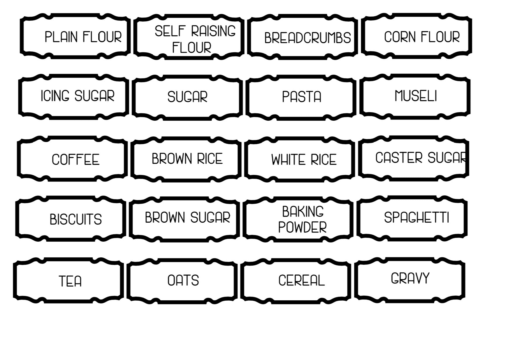 Additional Large Outted Banner Pantry Labels
