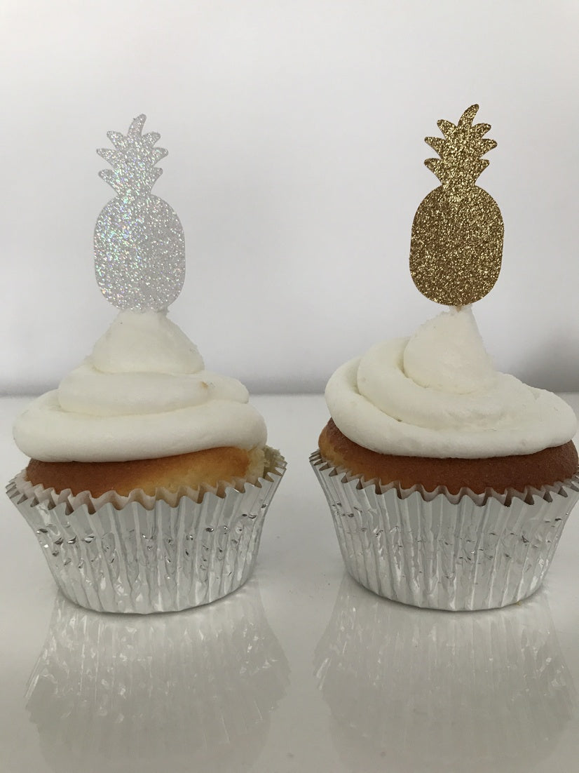 Glitter Pineapple Cupcake Toppers