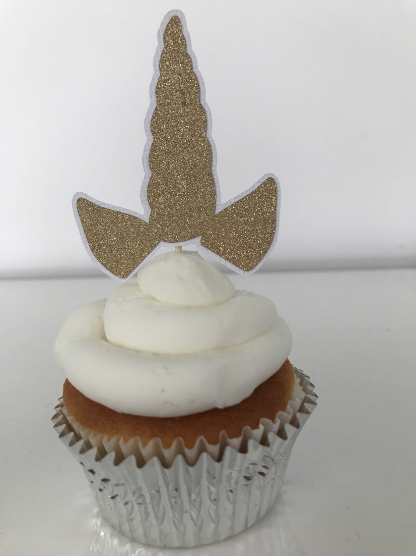 Glitter Unicorn Ears Cupcake Toppers