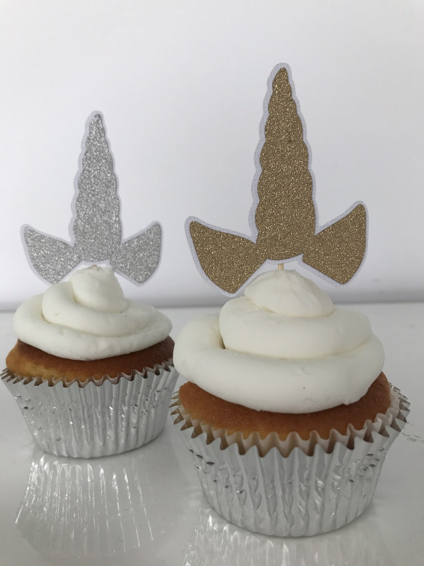 Glitter Unicorn Ears Cupcake Toppers