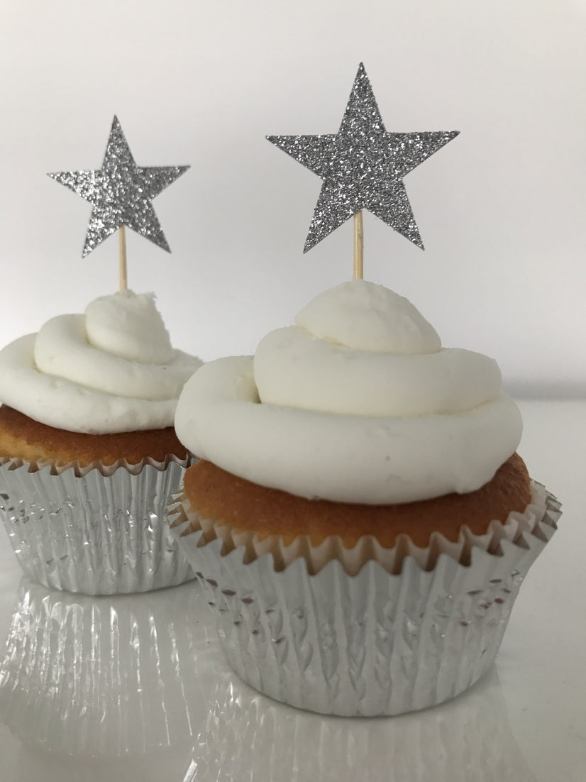 Glitter Stars Cupcake Toppers