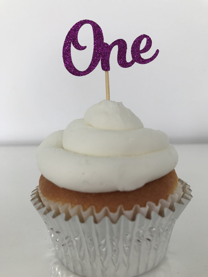Glitter One Cupcake Toppers