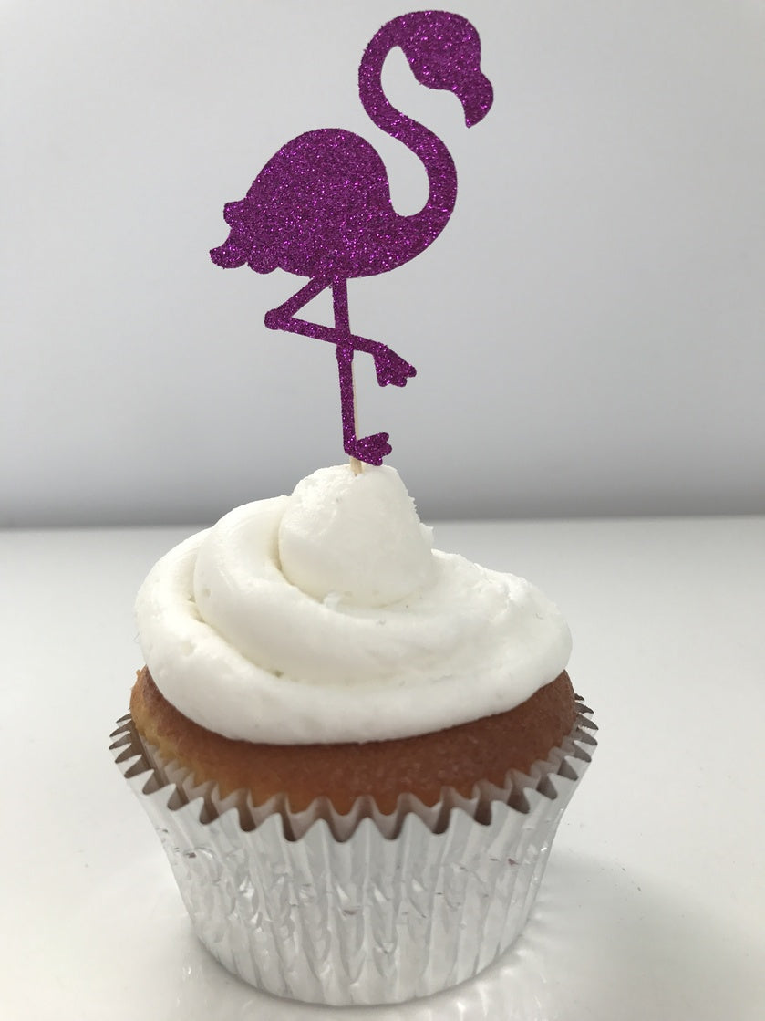 Glitter Flamingo Cupcake Toppers