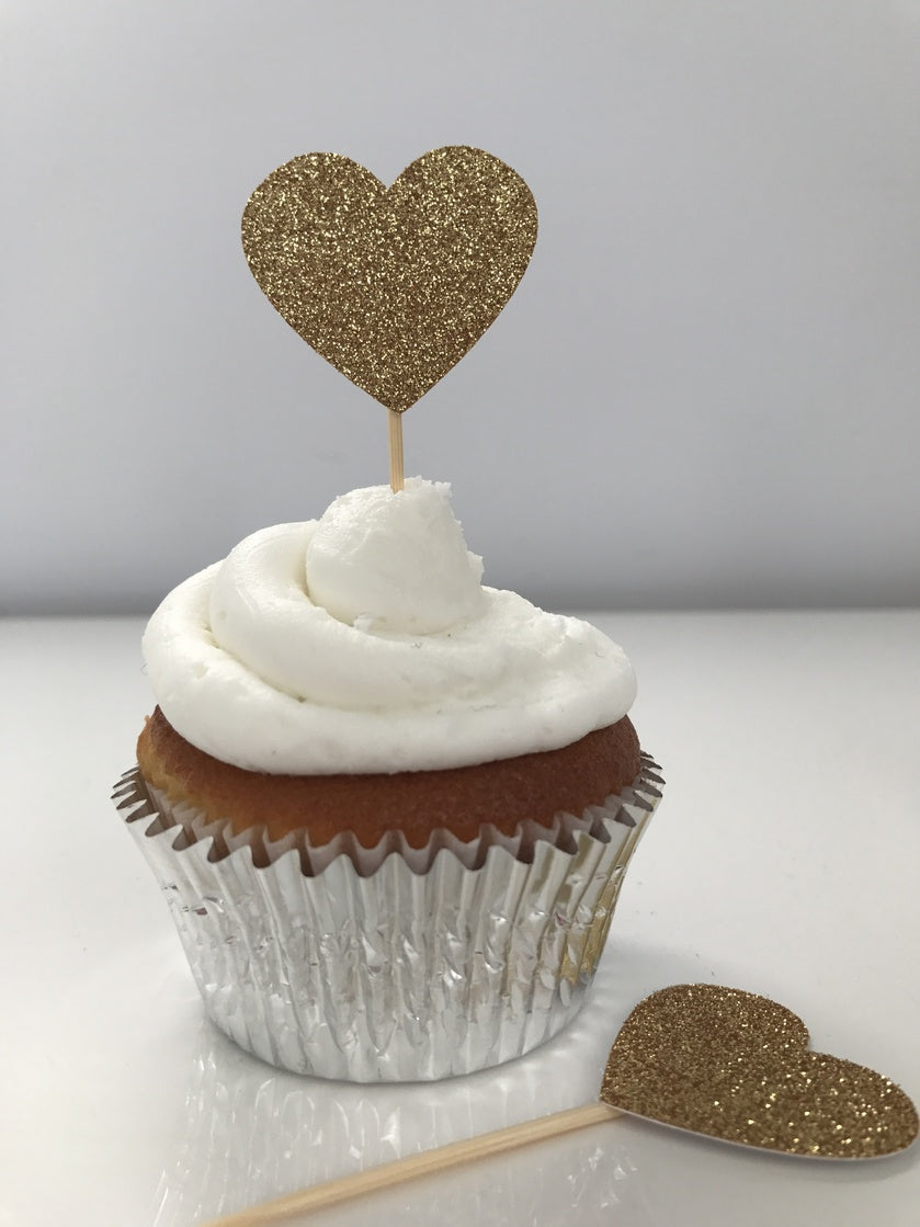 Glitter Heart Cupcake Toppers