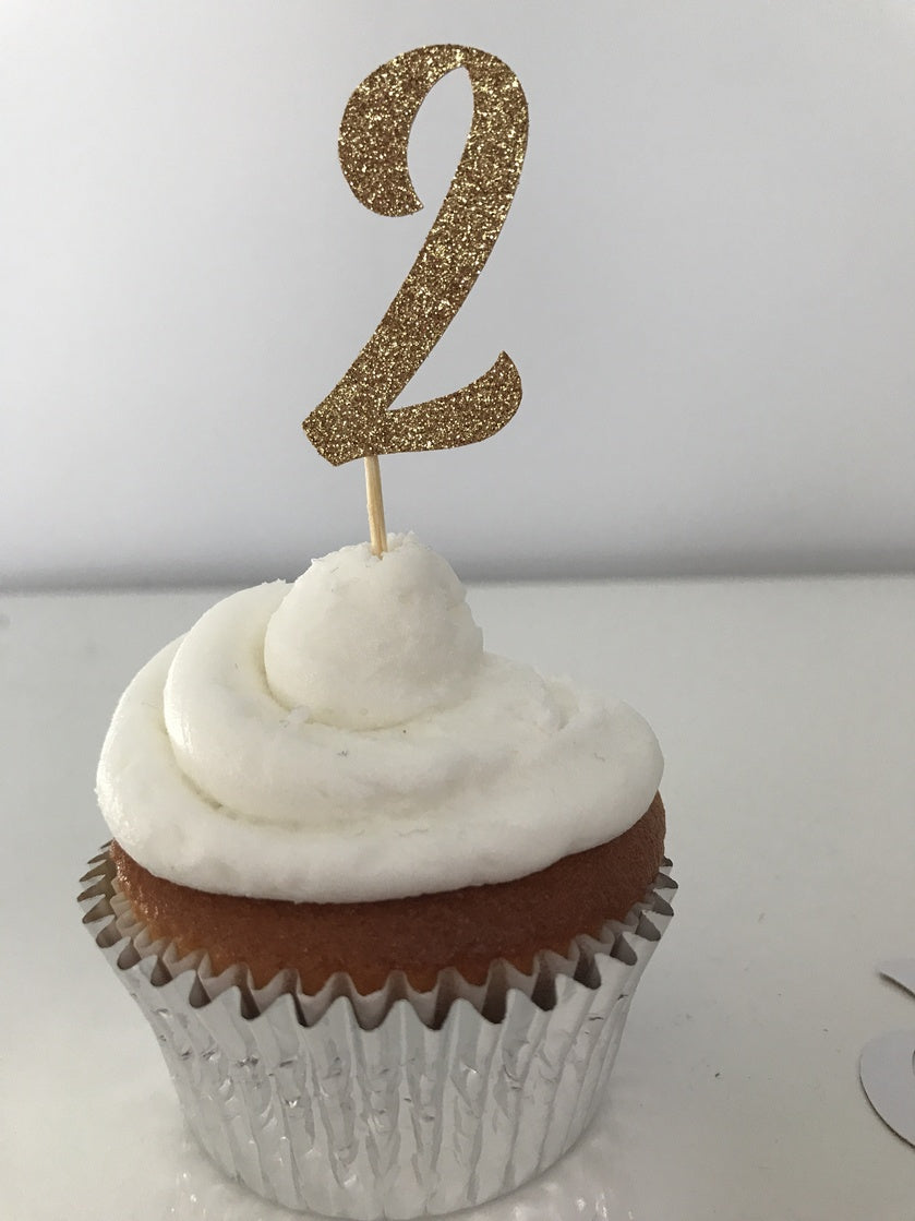 Glitter Numbers Cupcake Toppers