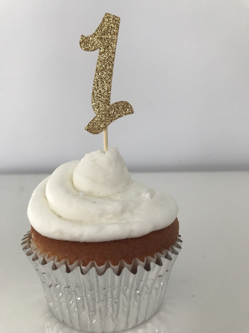 Glitter Numbers Cupcake Toppers