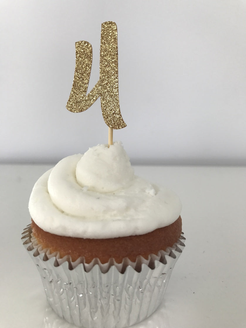 Glitter Numbers Cupcake Toppers