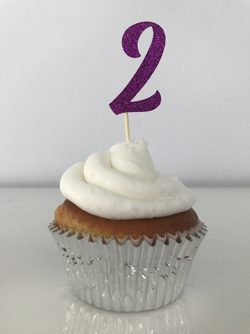 Glitter Numbers Cupcake Toppers