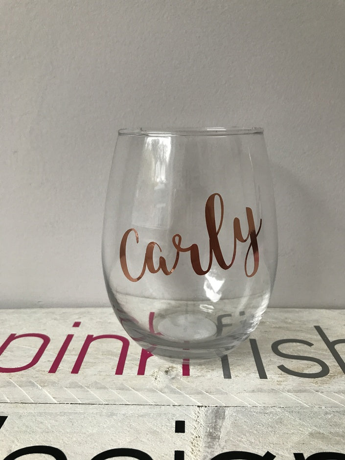 Personalised Stemless Wine Glasses