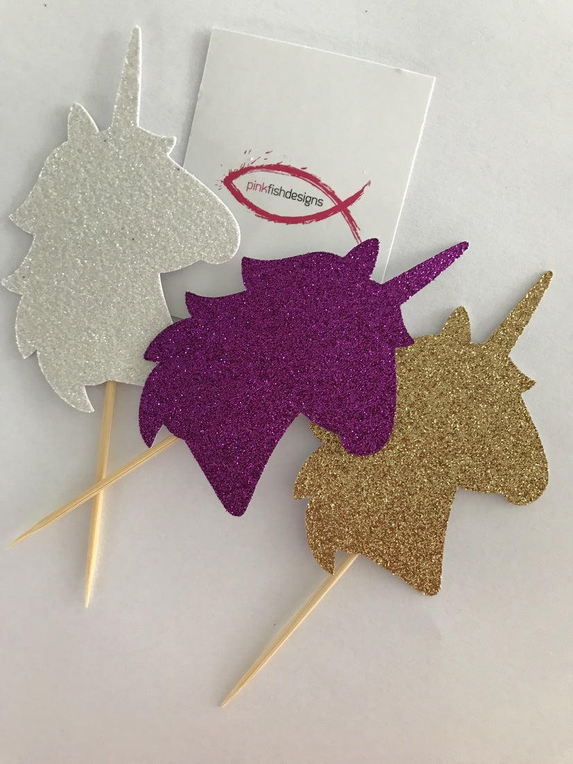 Glitter Big Unicorn Cupcake Toppers