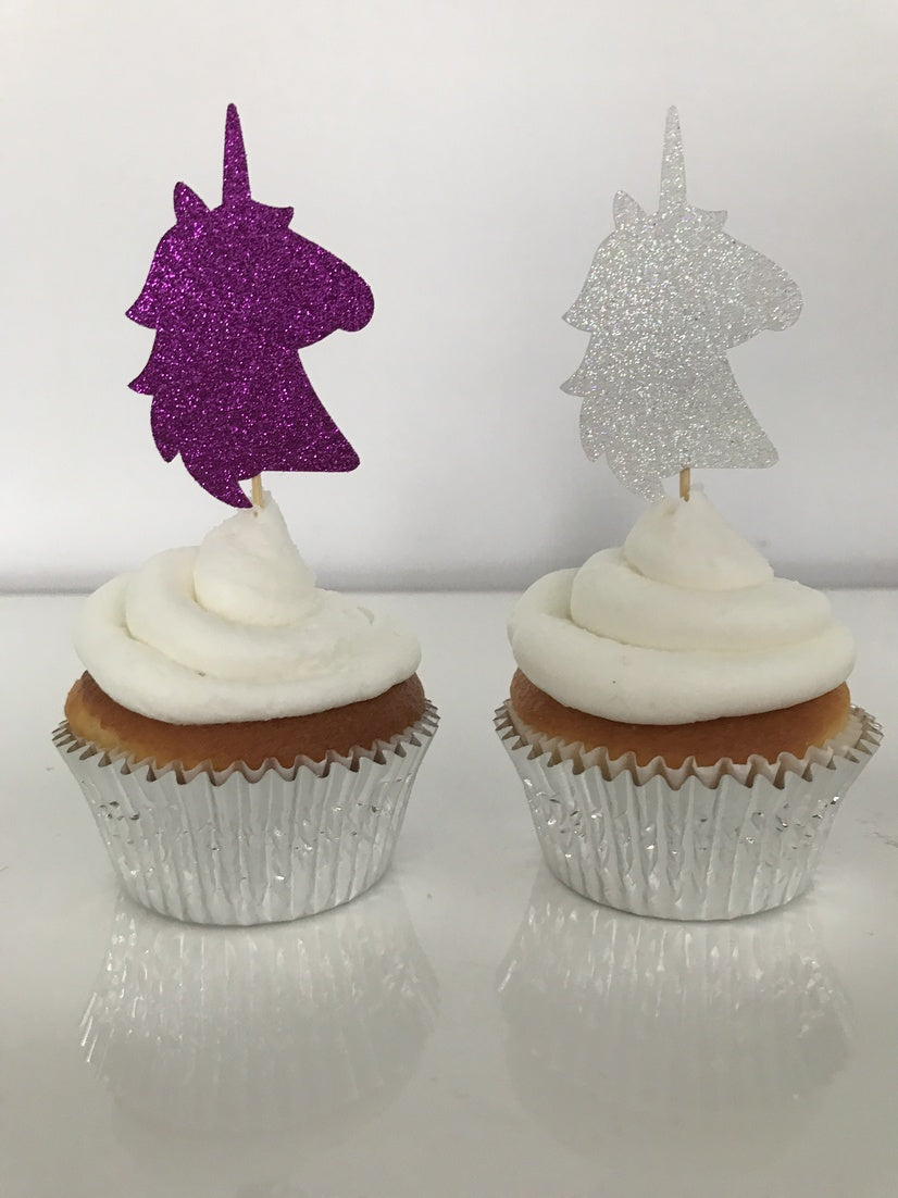 Glitter Big Unicorn Cupcake Toppers