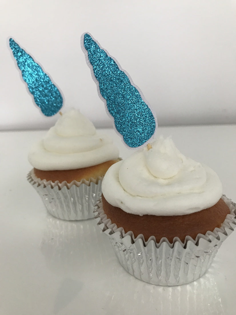 Glitter Unicorn Horn Cupcake Toppers