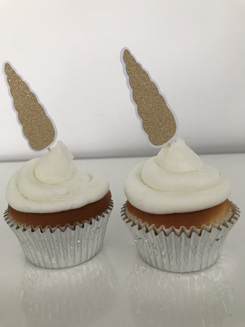 Glitter Unicorn Horn Cupcake Toppers