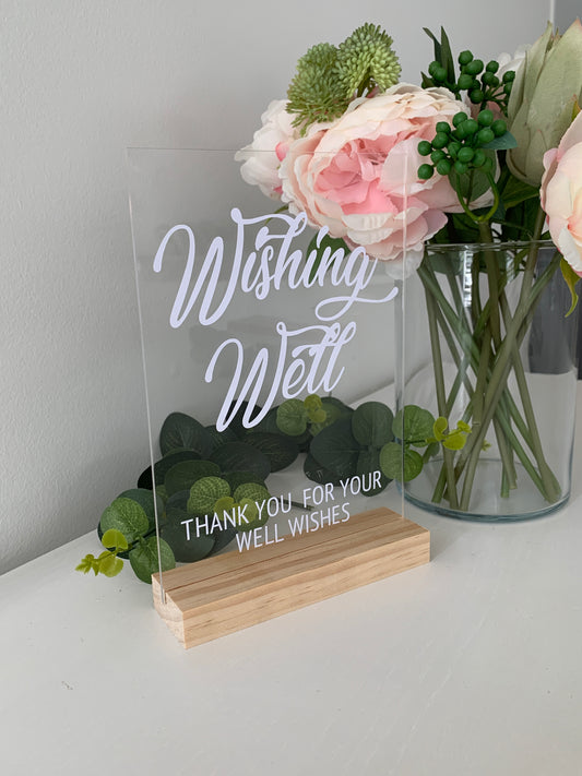 A4 Acrylic Wishing Well Sign and Base