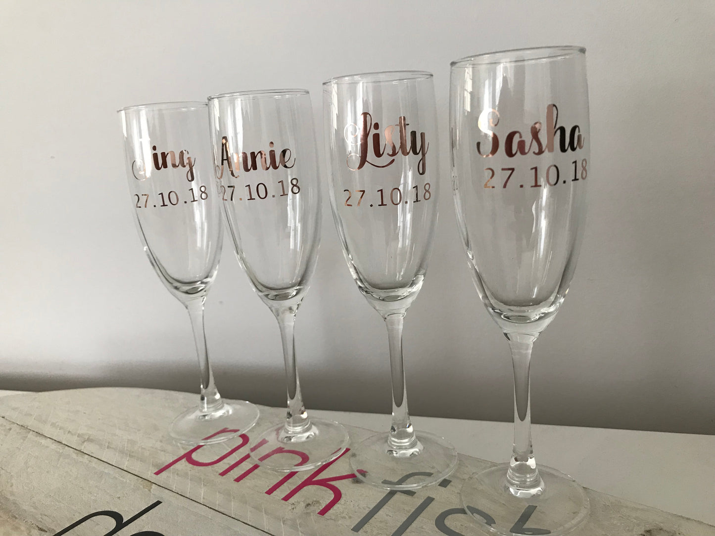 Personalised Bridal Party Champagne Glasses