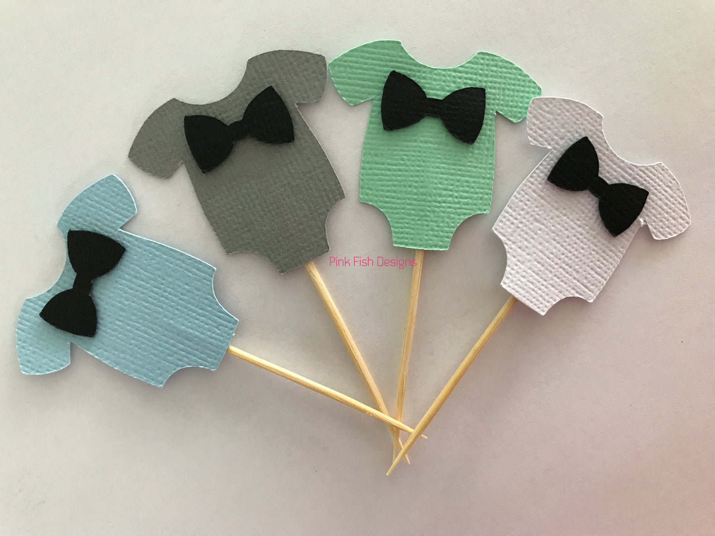 Bow Tie Baby Shower Cupcake Toppers