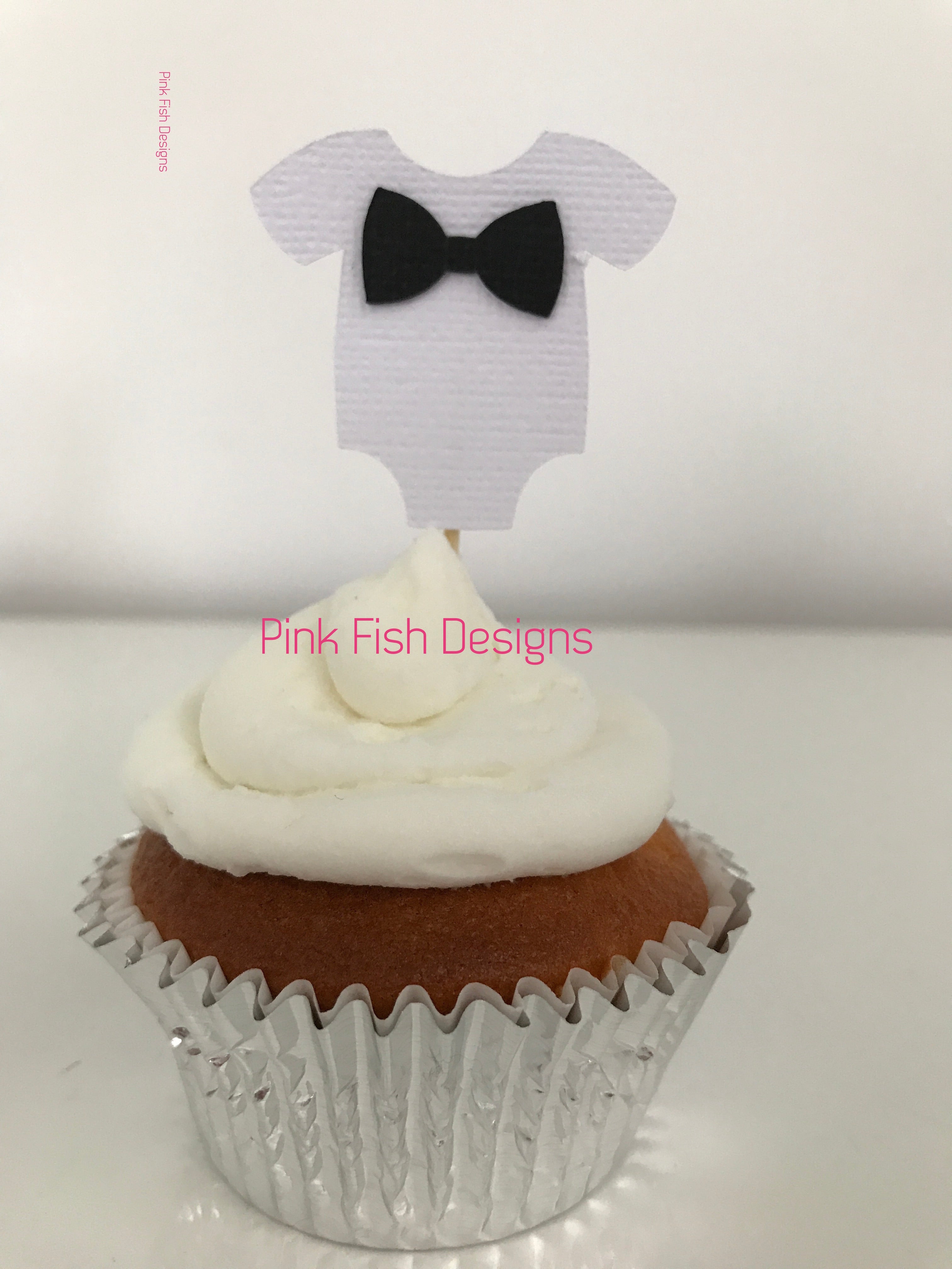 Bow Tie Baby Shower Cupcake Toppers