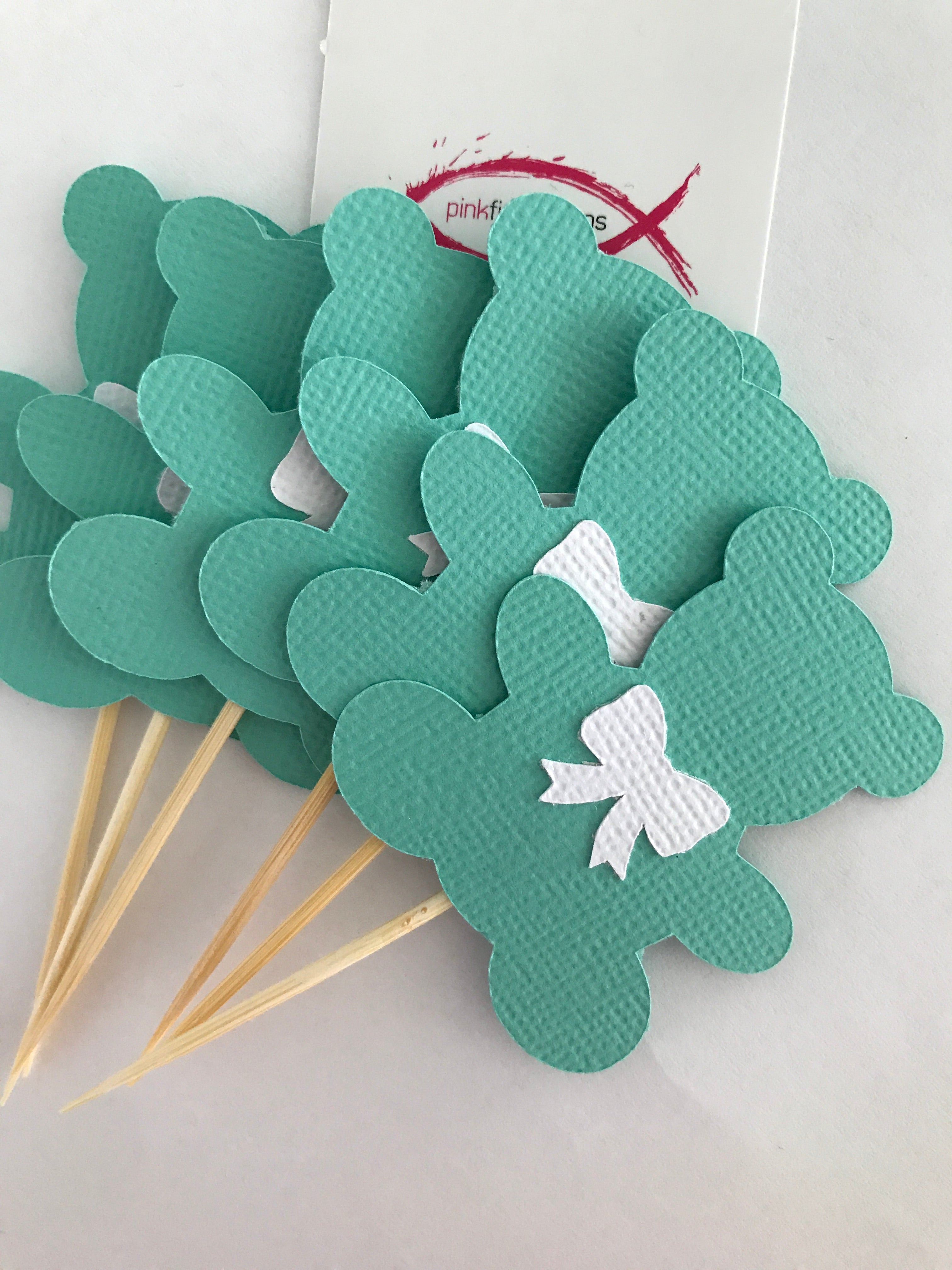 Teddy Bear Baby Shower Cupcake Toppers