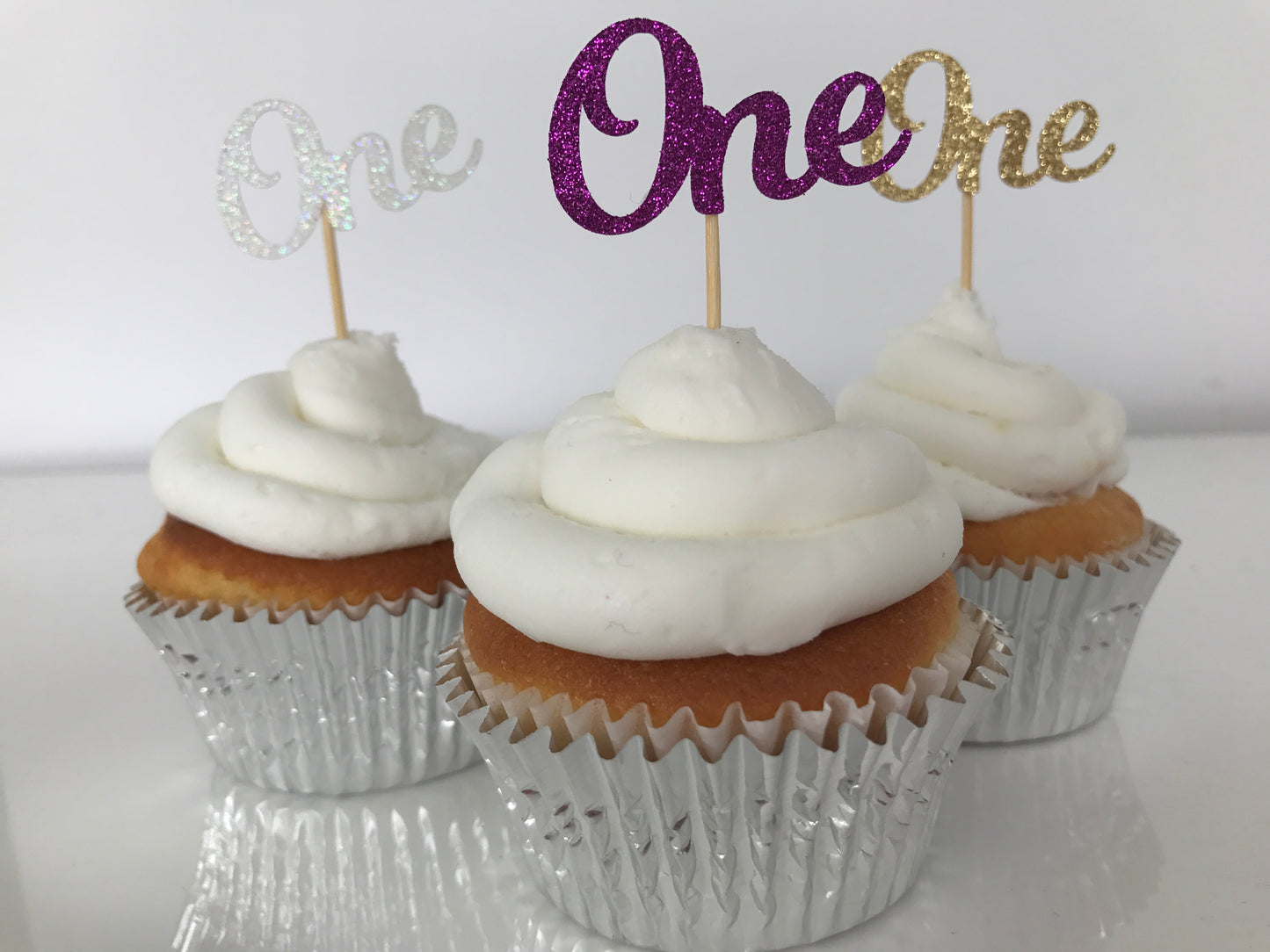 Glitter One Cupcake Toppers