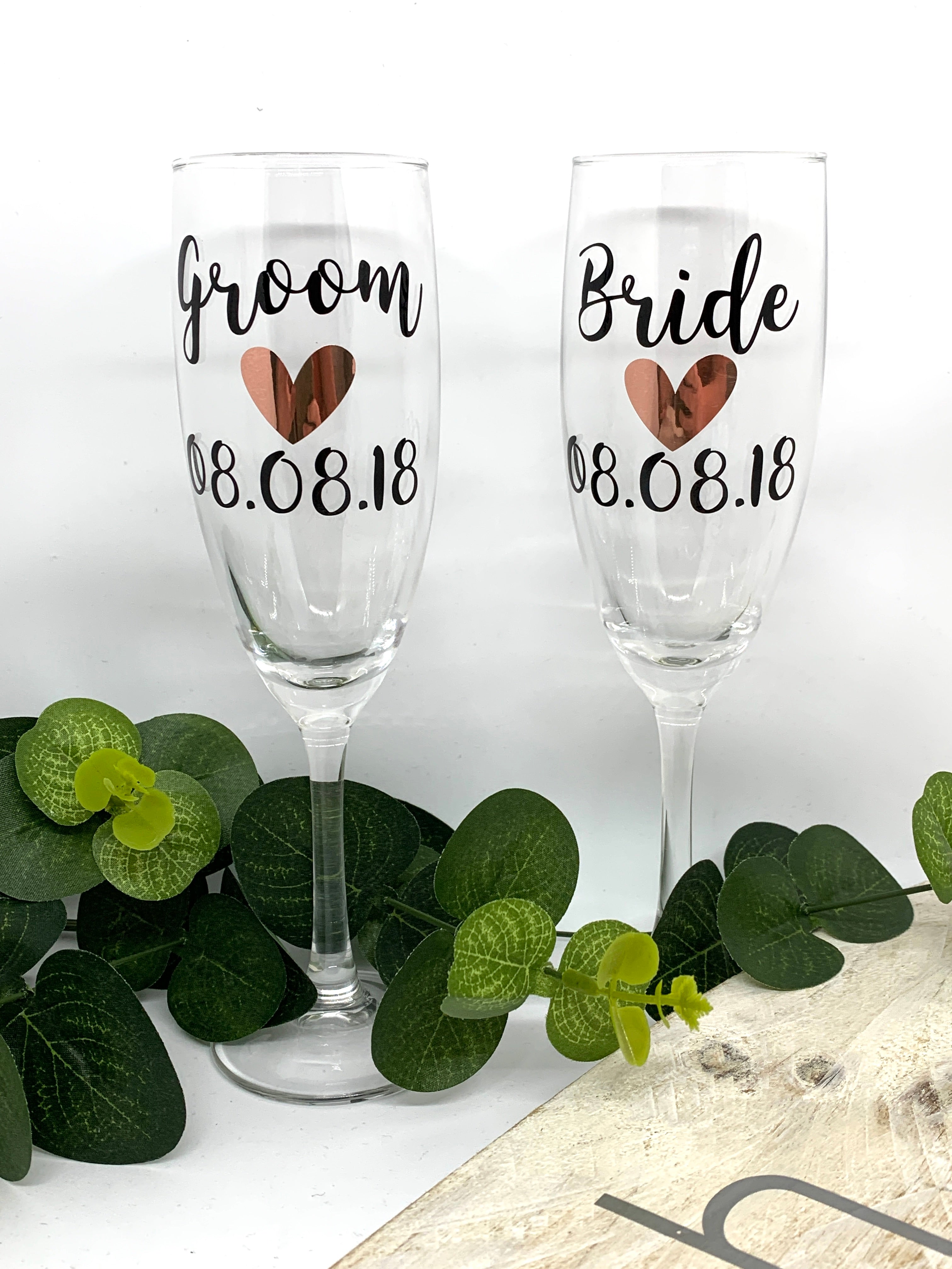 Bride & Groom Love Champagne Glass Set