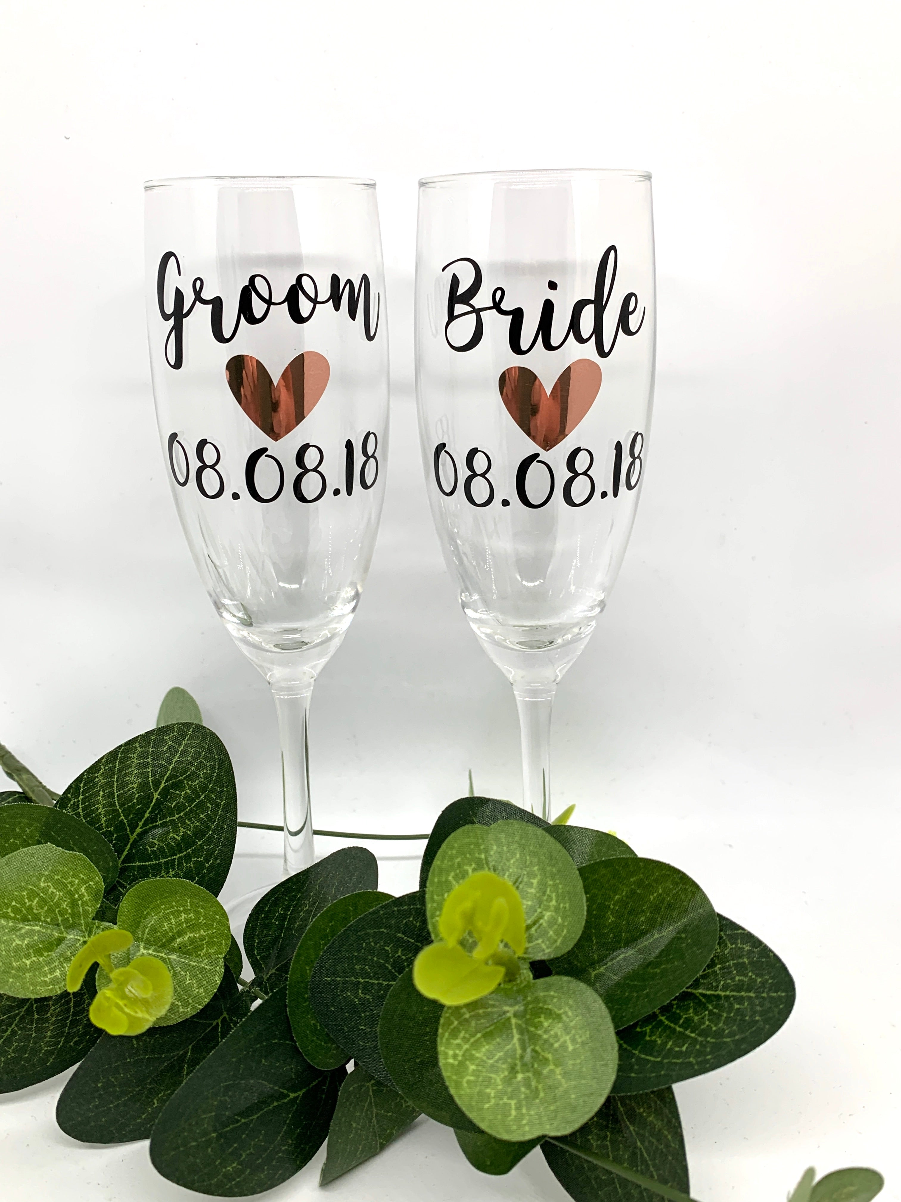 Bride & Groom Love Champagne Glass Set