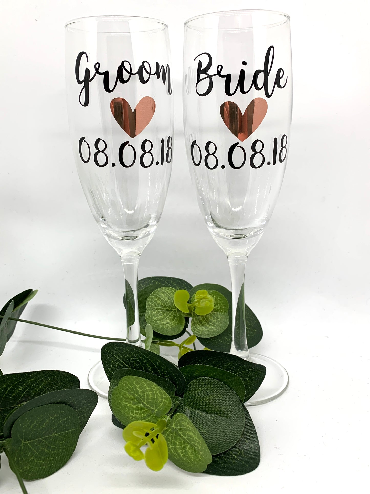 Bride & Groom Love Champagne Glass Set
