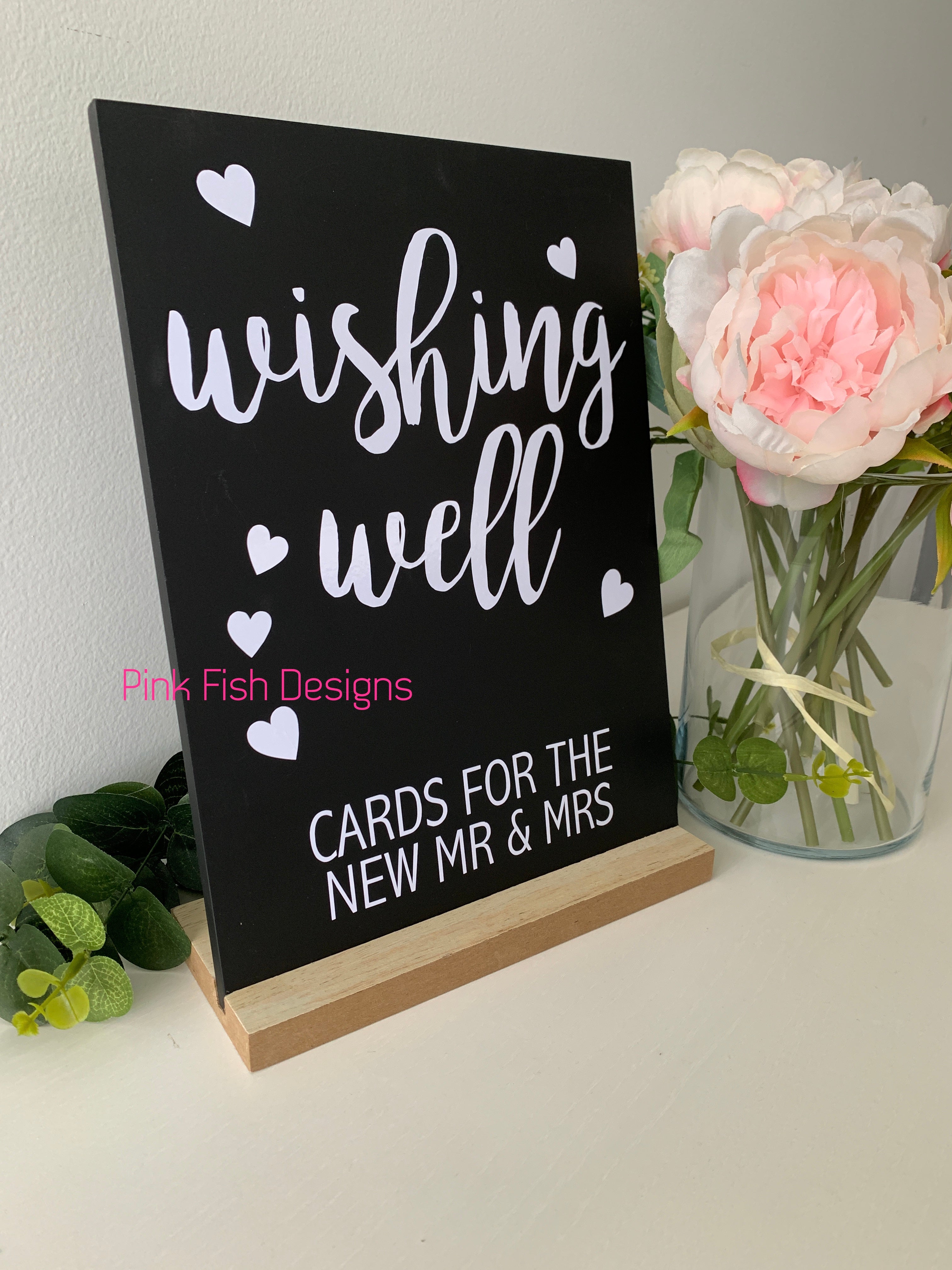 Wishing Well of Hearts Chalkboard Sign