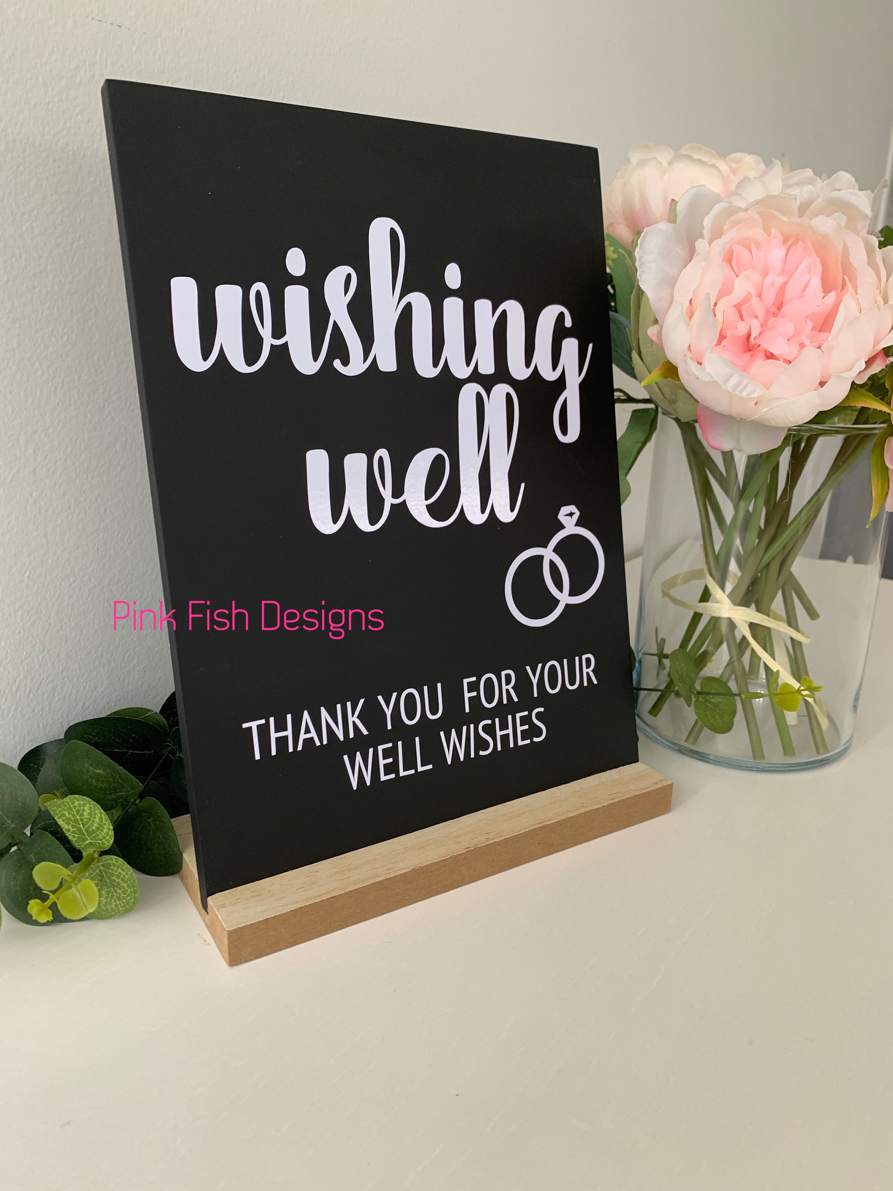 Wedding Ring Wishing Well Chalkboard Sign