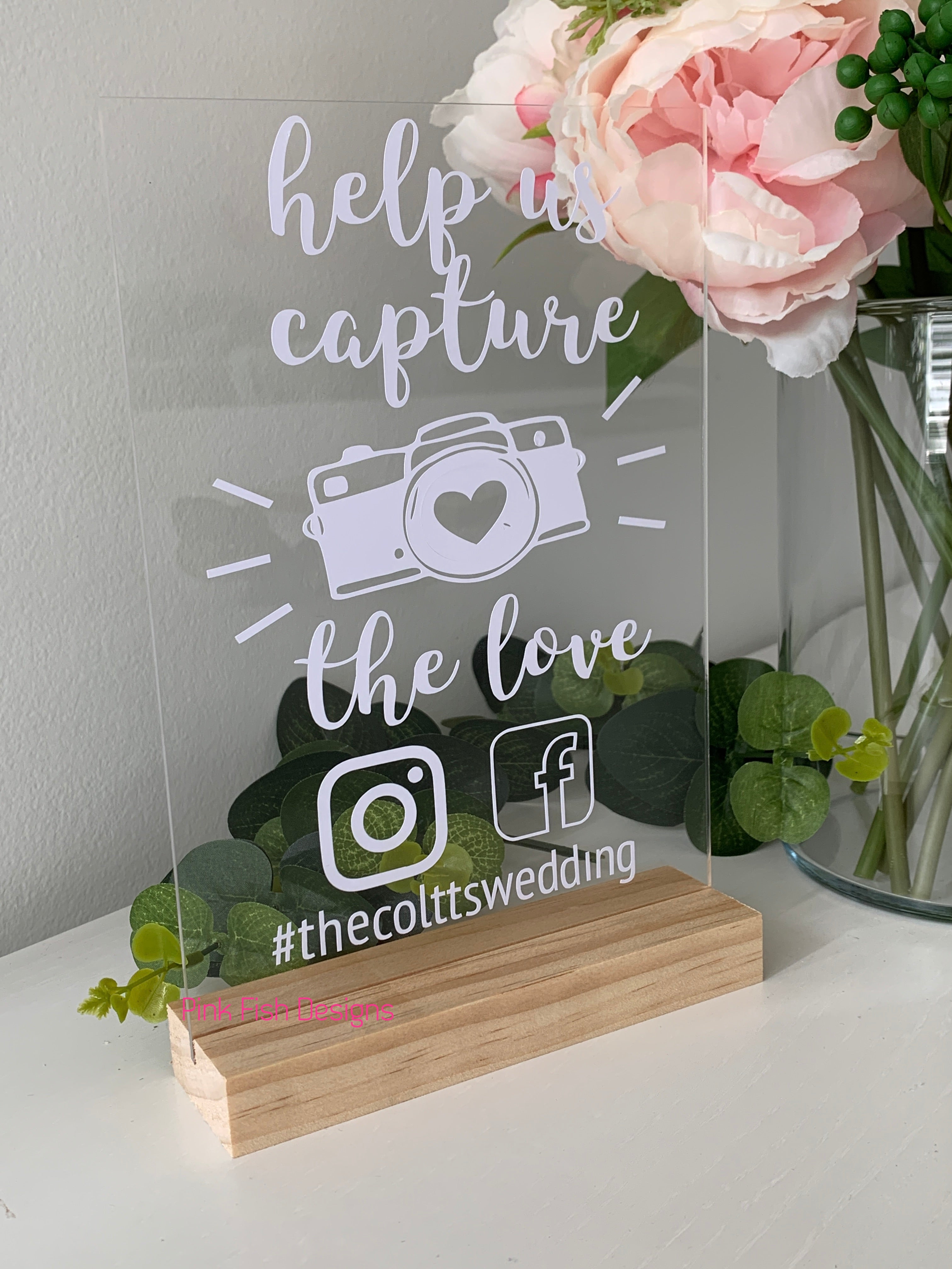 A5 Acrylic Snap Camera Sign and Base | Pink Fish Designs