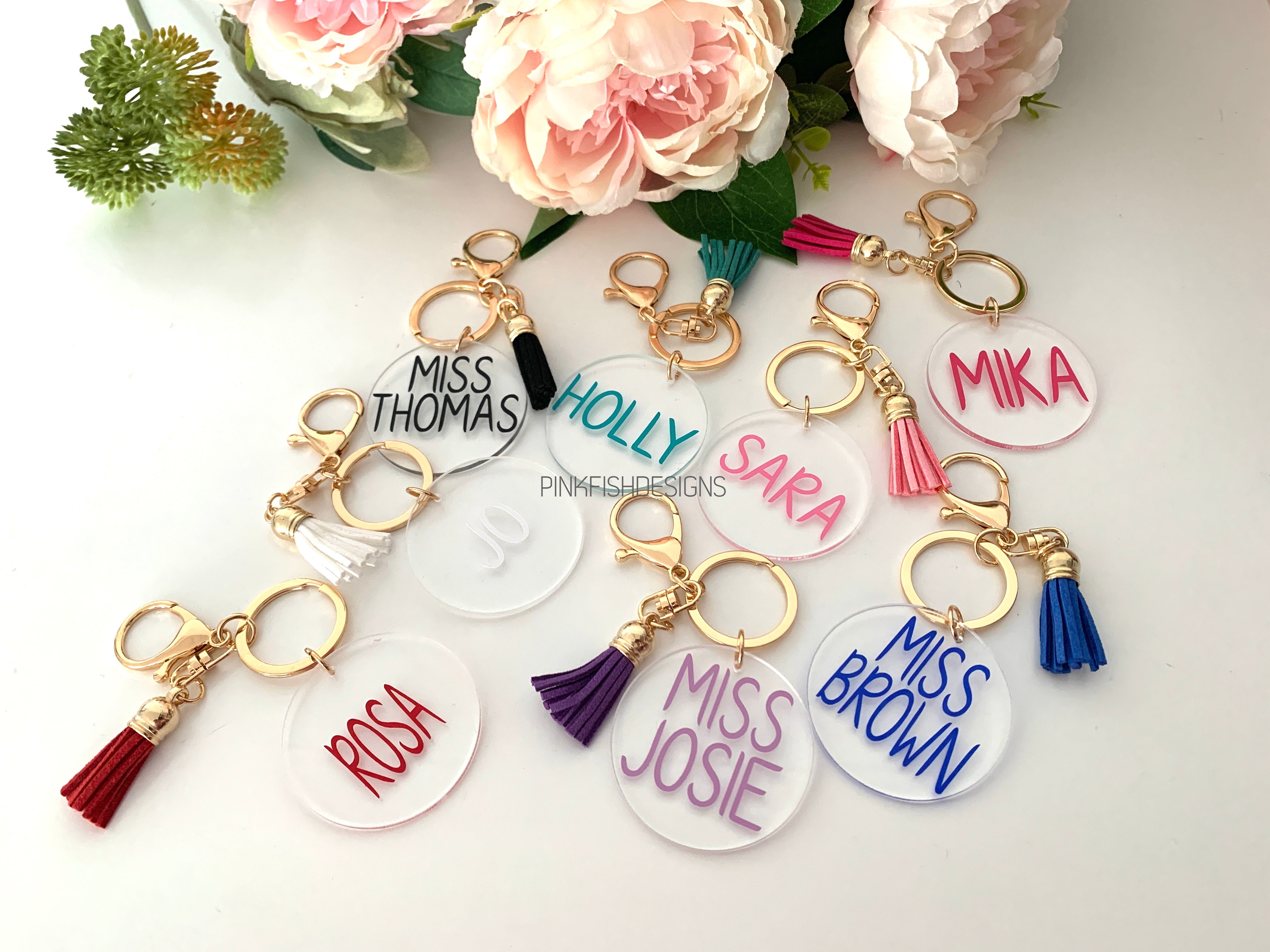 Personalised Teacher Key Rings – Pink Fish Designs