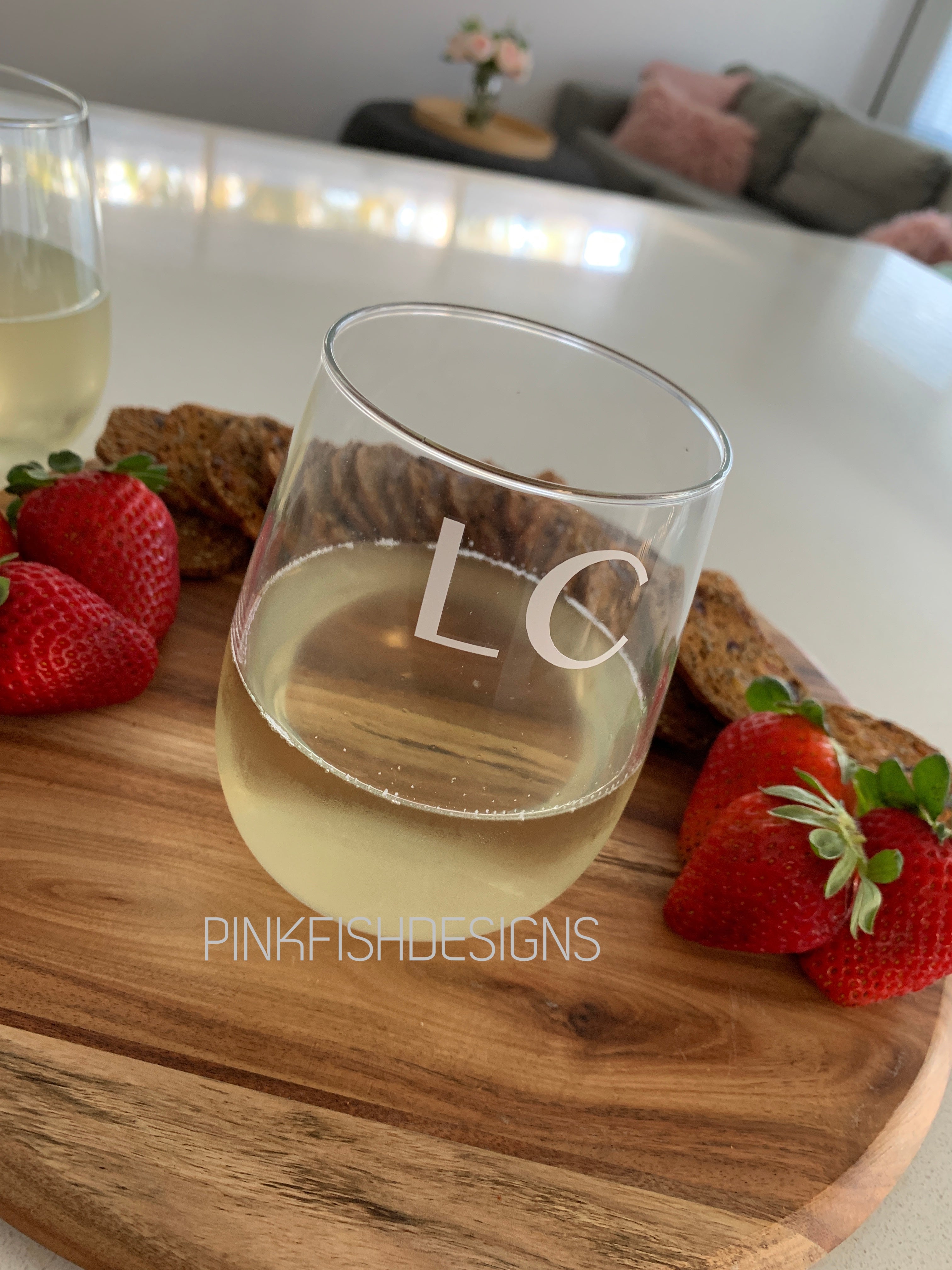 Personalised Initial Stemless Wine Glass