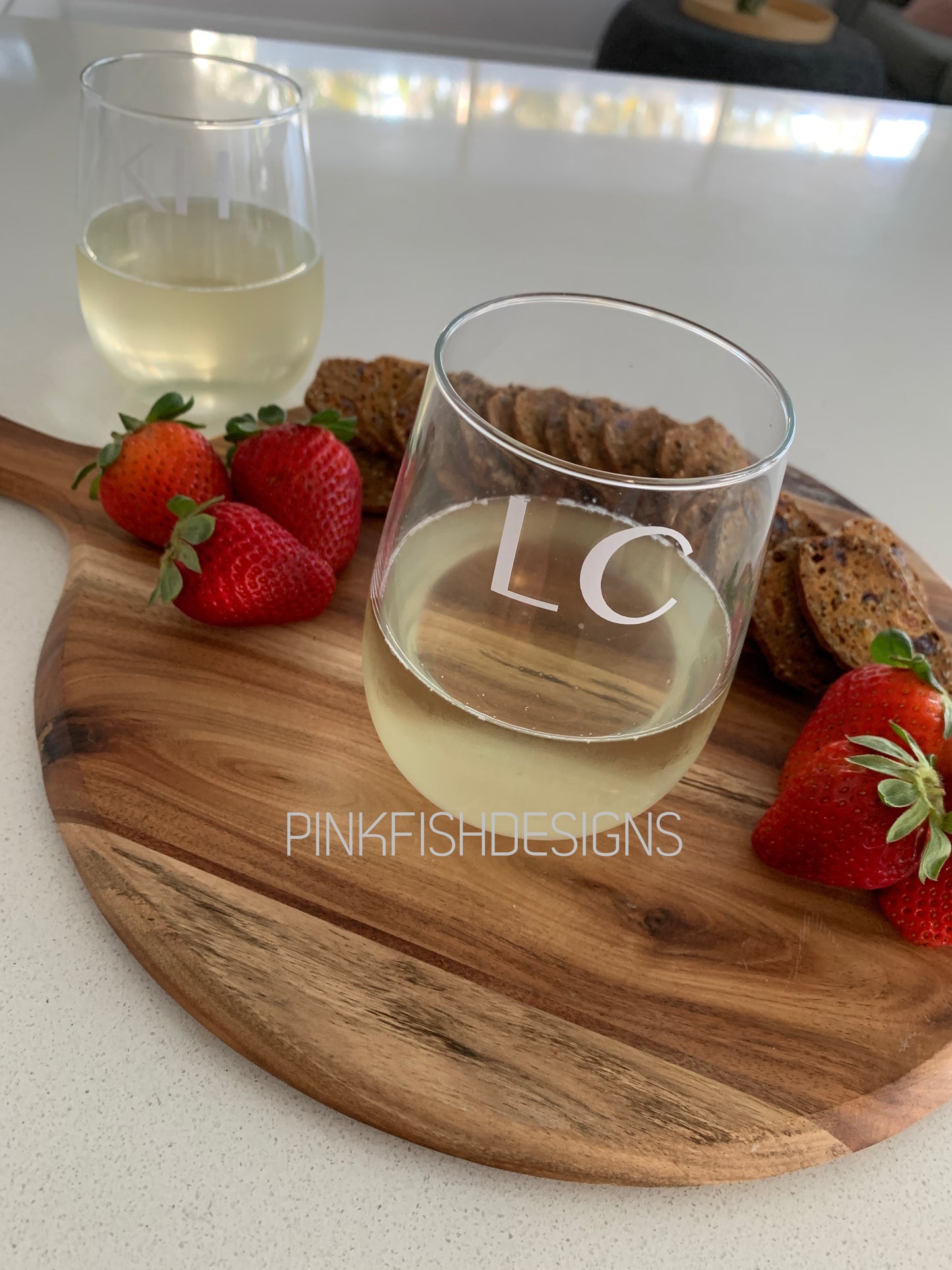 Personalised Initial Stemless Wine Glass