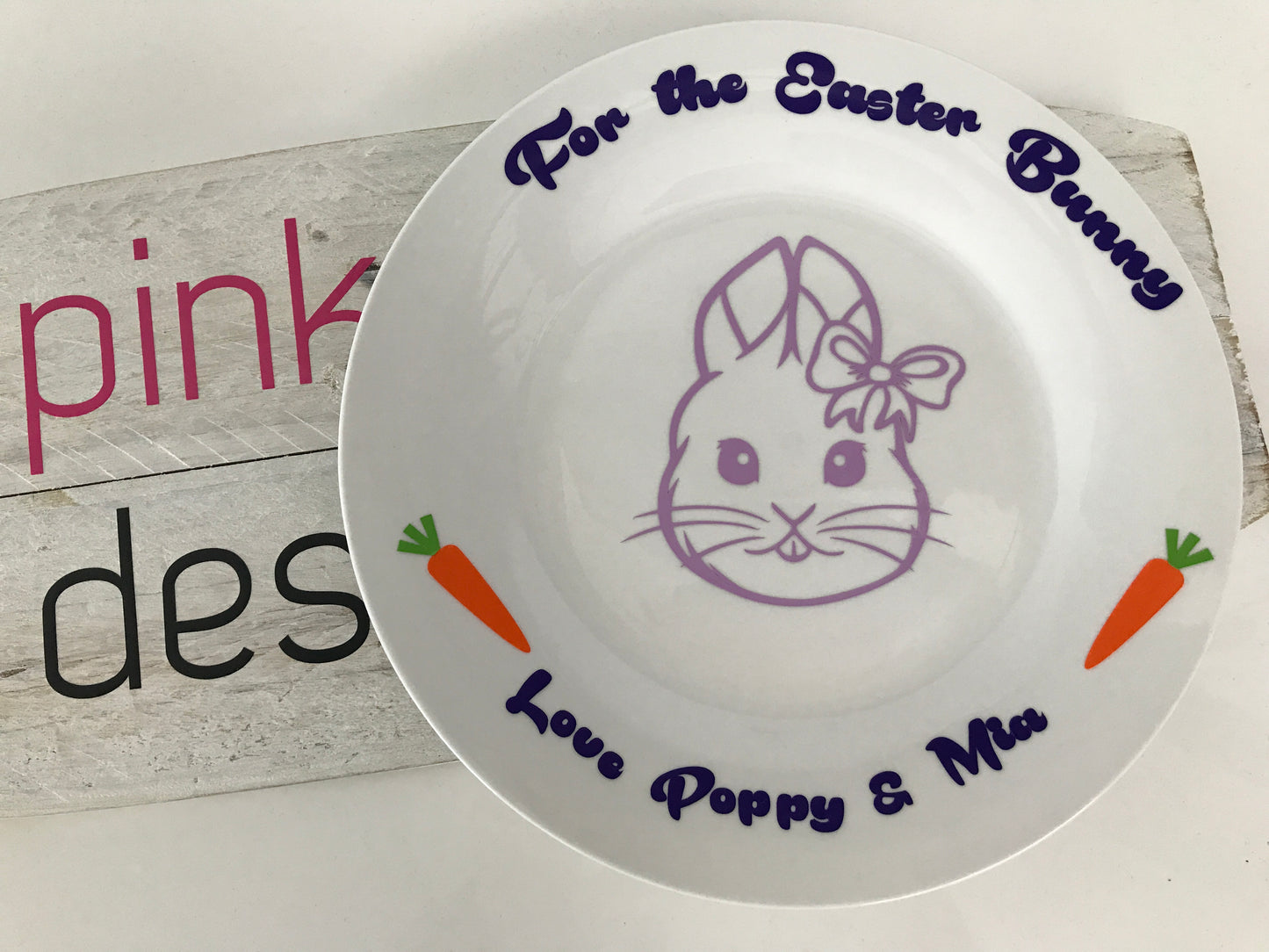 Hair bow Easter Bunny Personalised Plate