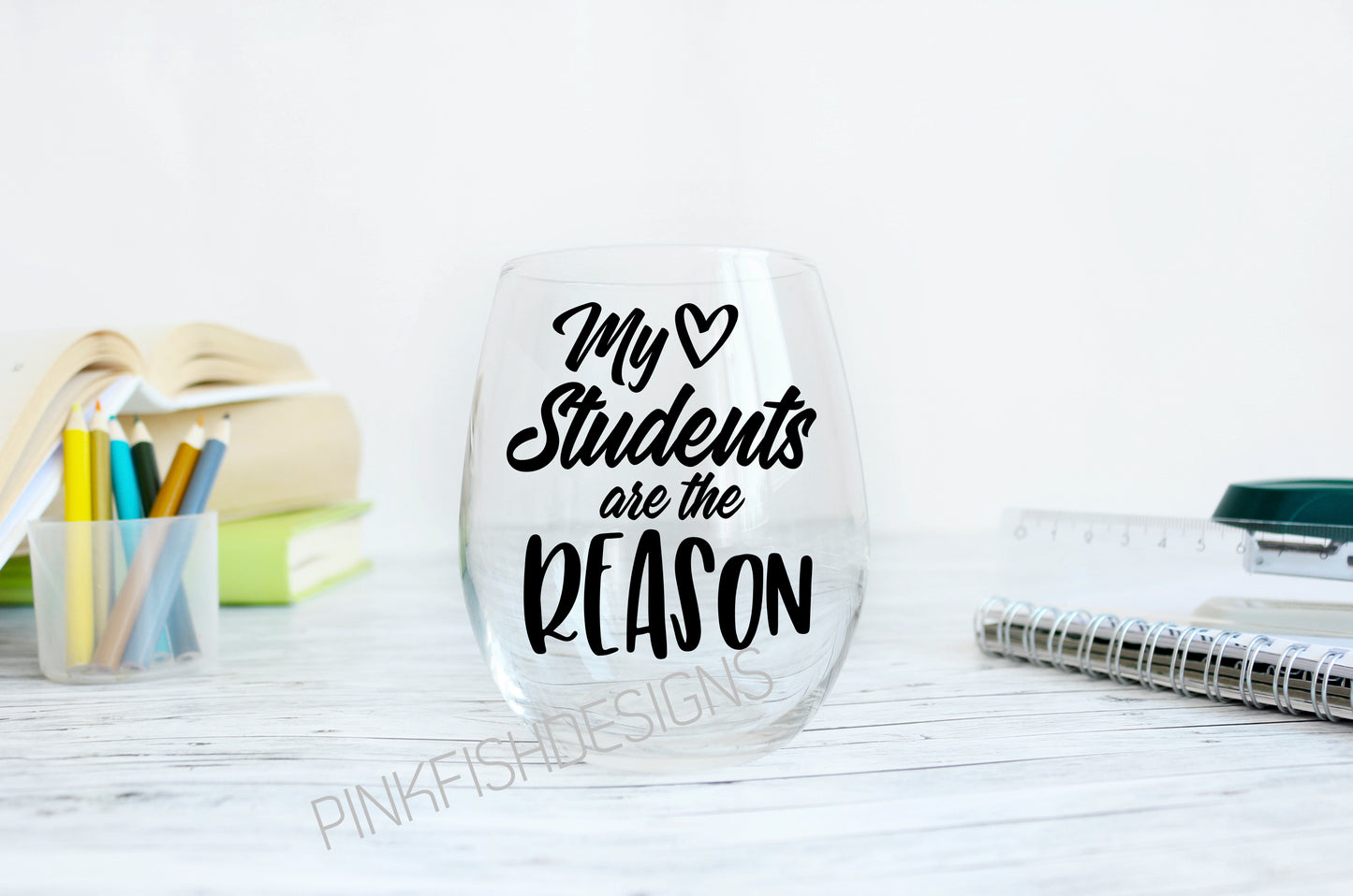 Teachers Students Stemless Wine Glass
