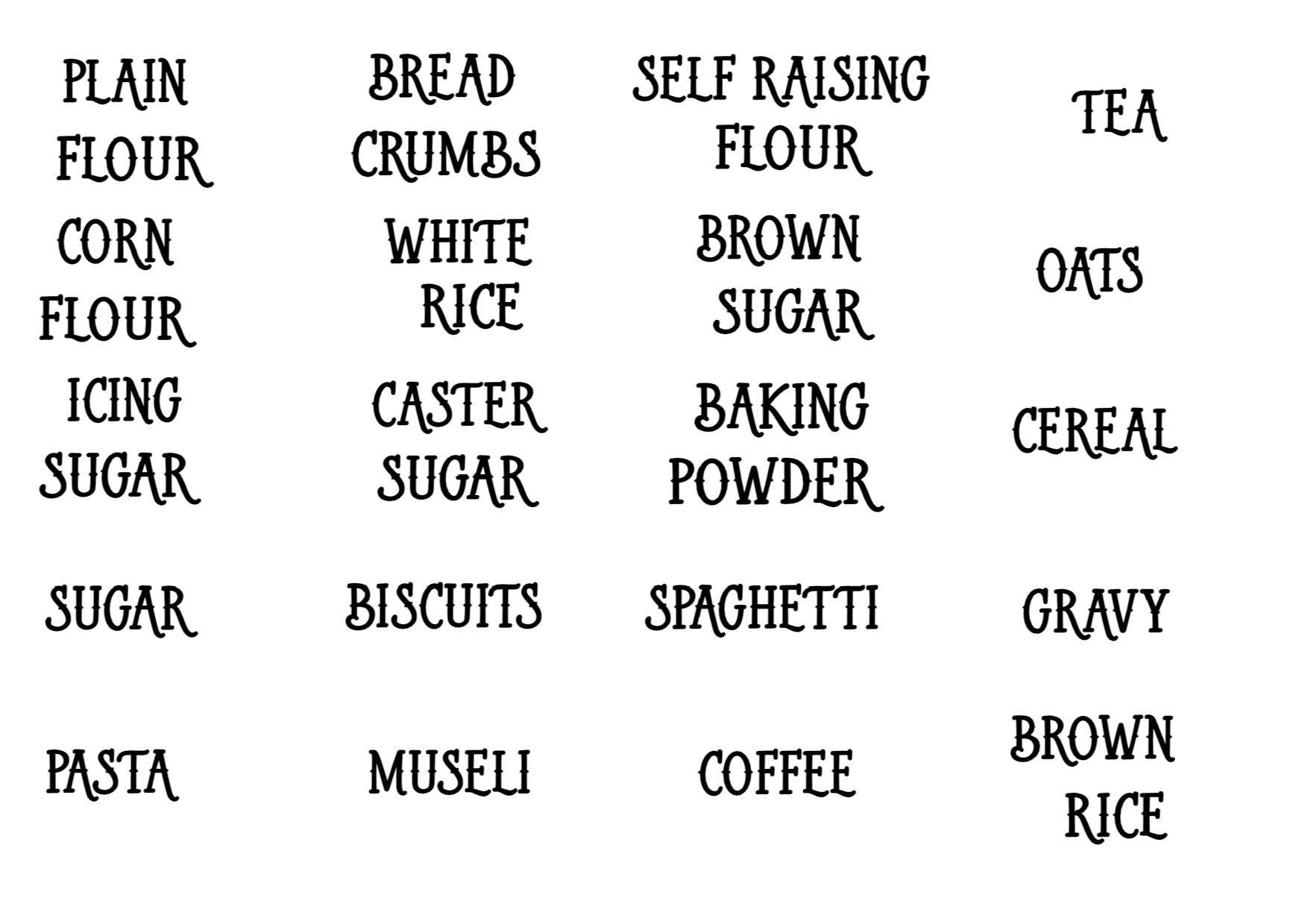 Additional Small Plain Pantry Labels