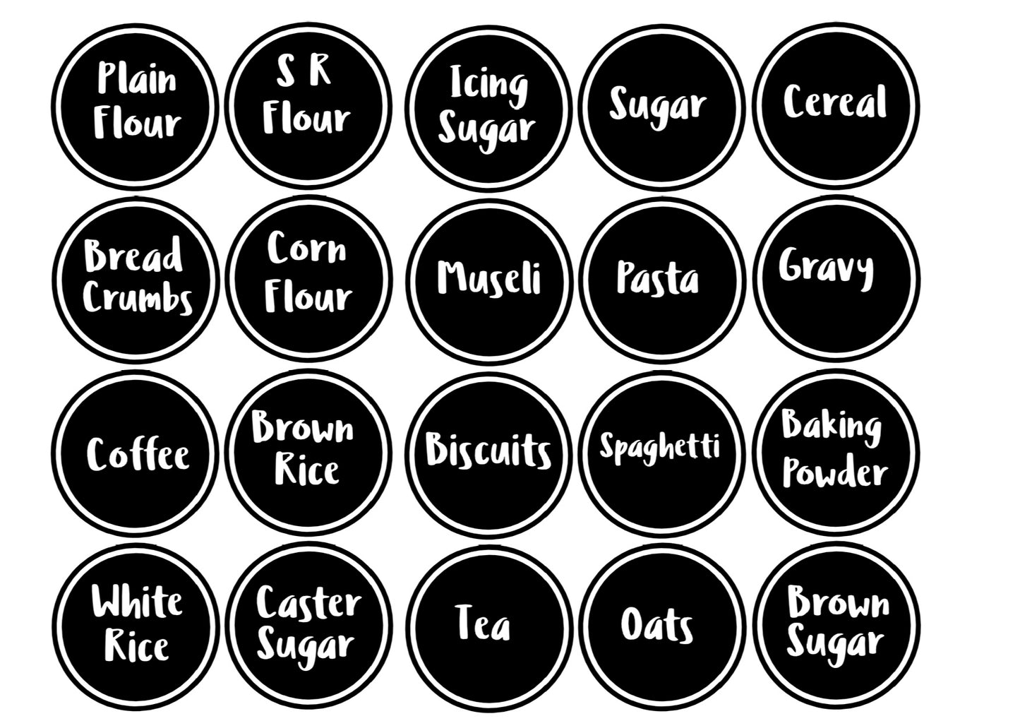 Small Round Pantry Labels - 20 Pack