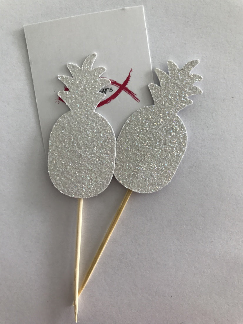 Glitter Pineapple Cupcake Toppers