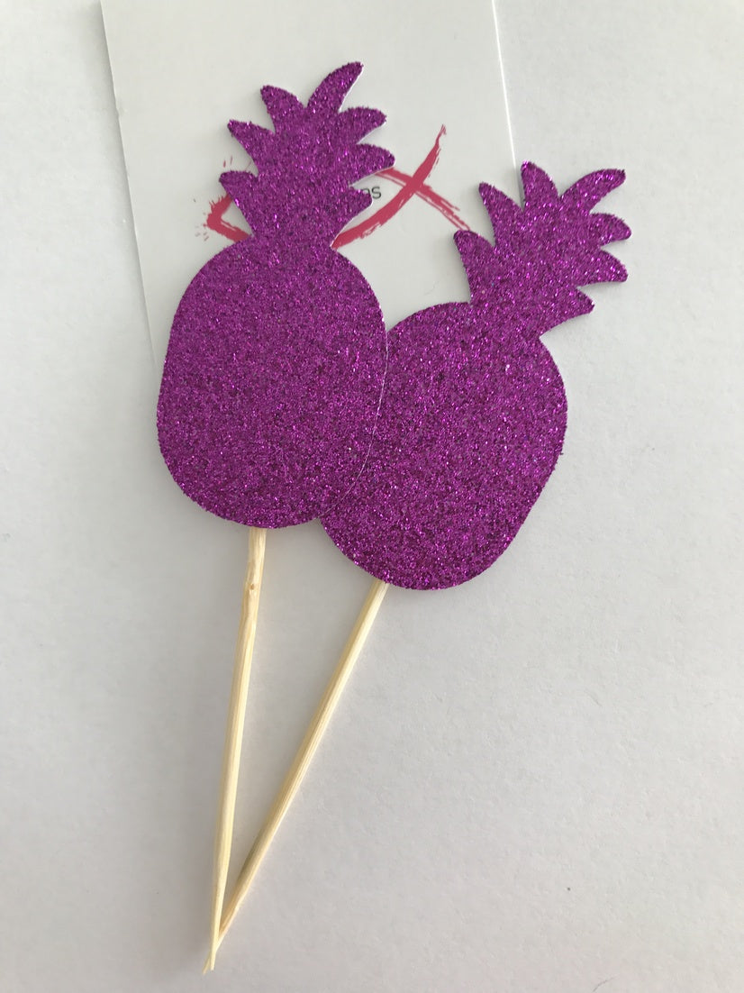 Glitter Pineapple Cupcake Toppers