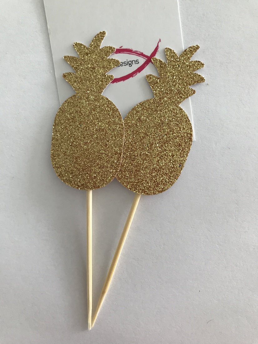 Glitter Pineapple Cupcake Toppers
