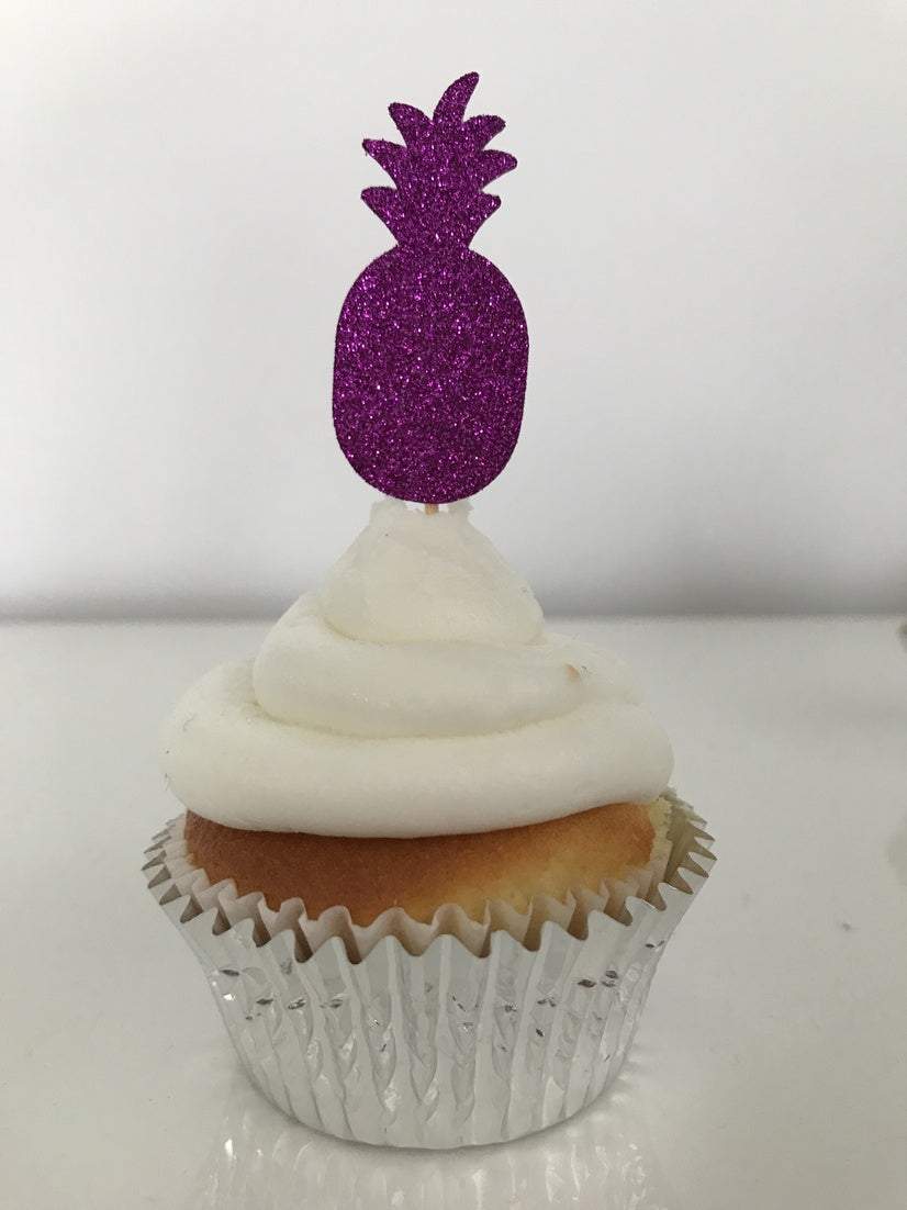 Glitter Pineapple Cupcake Toppers