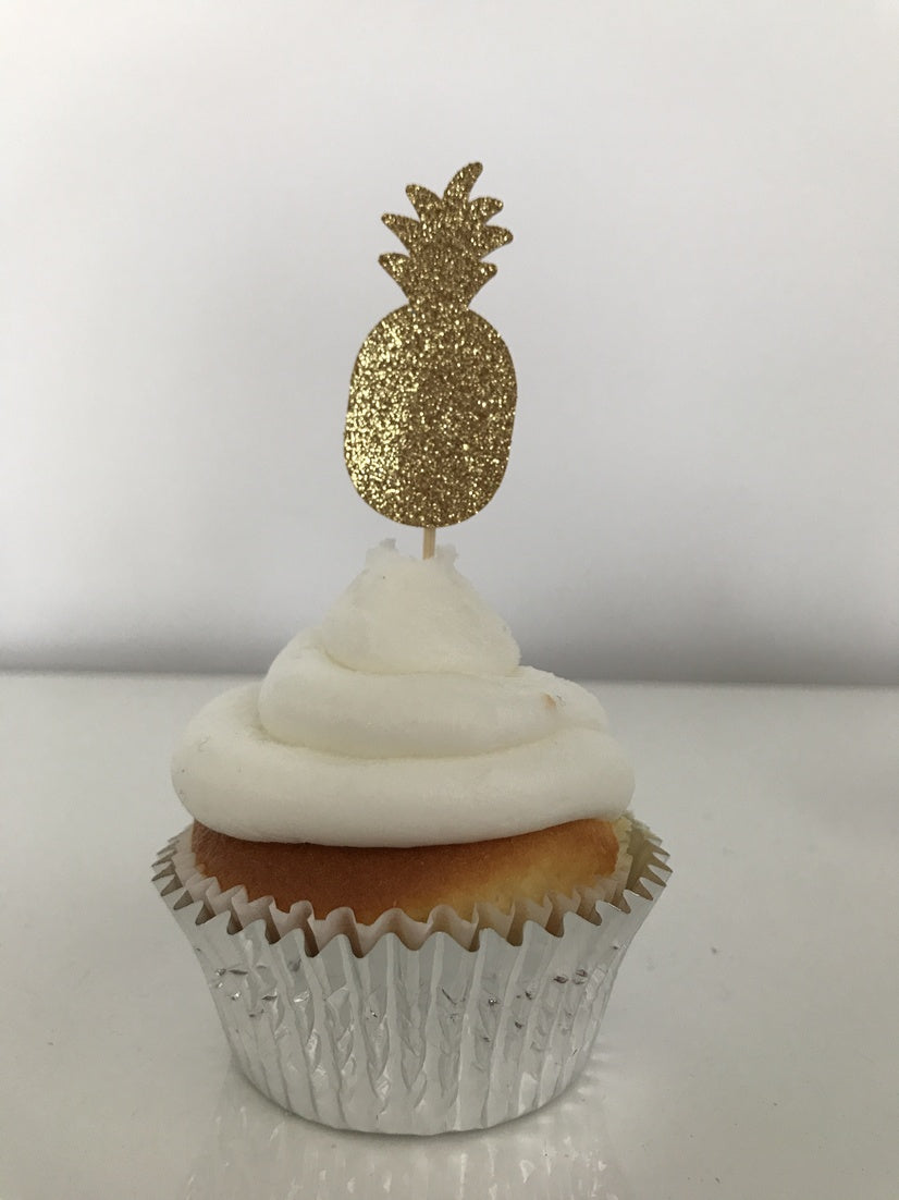 Glitter Pineapple Cupcake Toppers